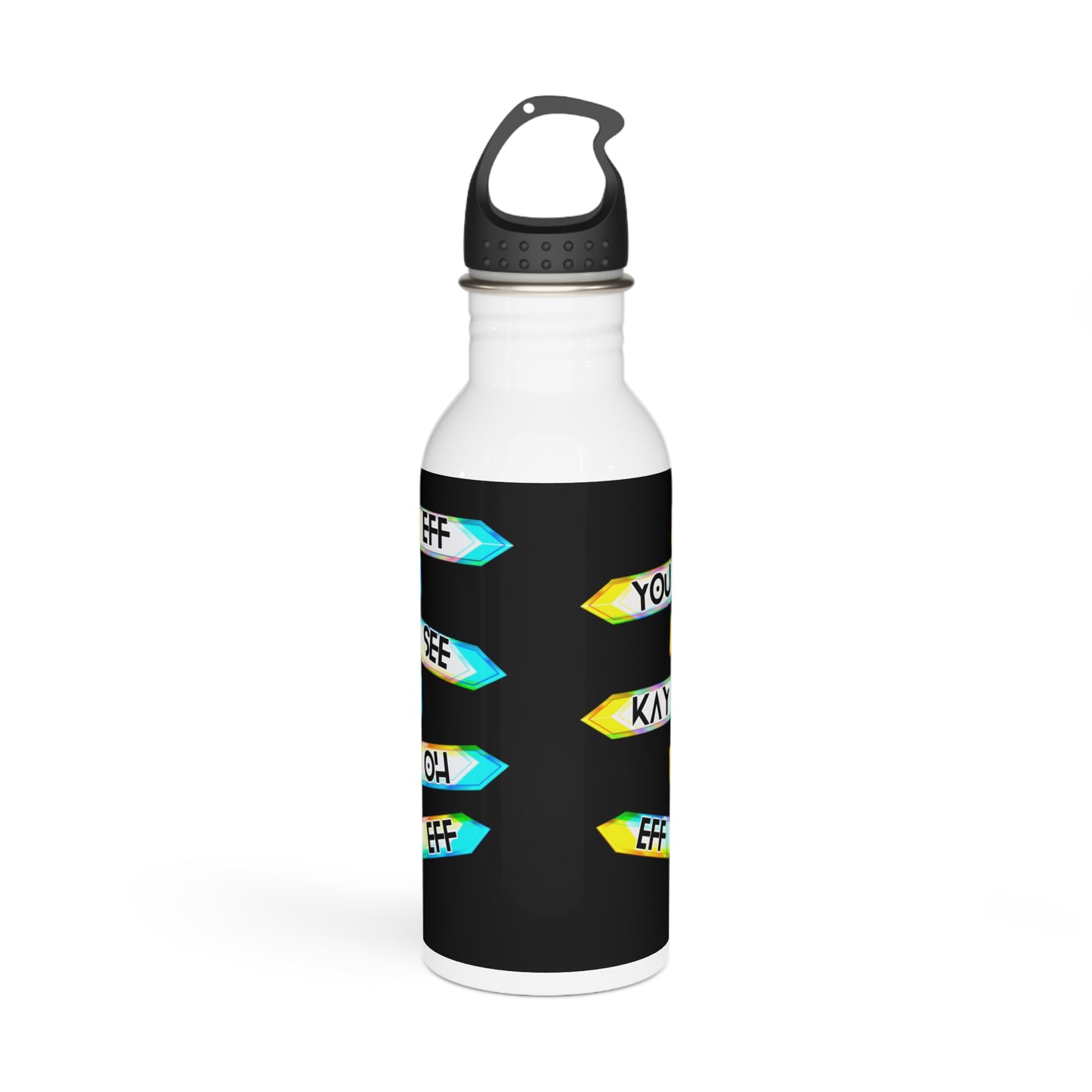 Eff You See Kay Oh Eff Eff Stylish Stainless Steel Water Bottle - Eco-Friendly, Durable, Perfect for On-the-Go - Black