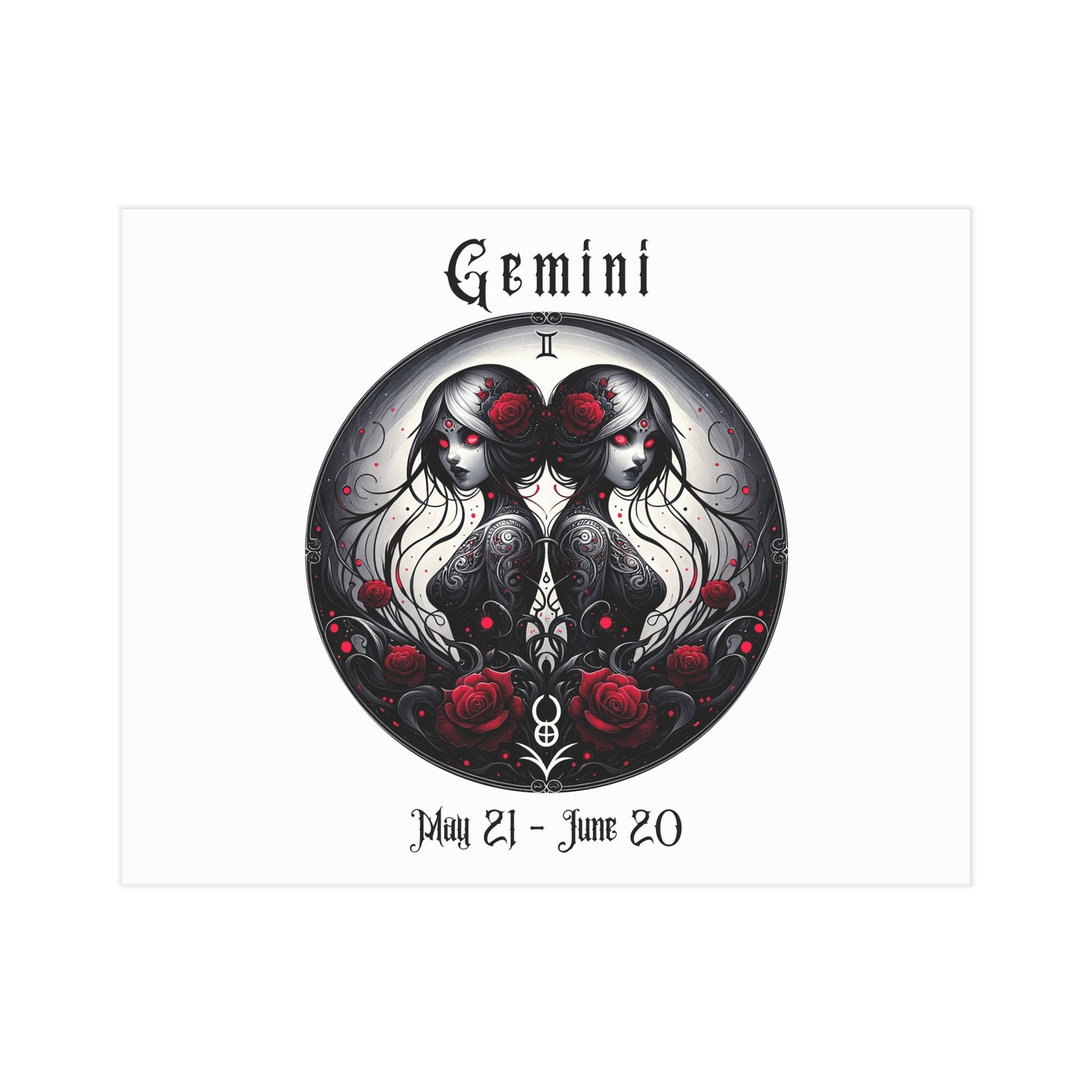 Gothic Gemini Unframed Prints - white