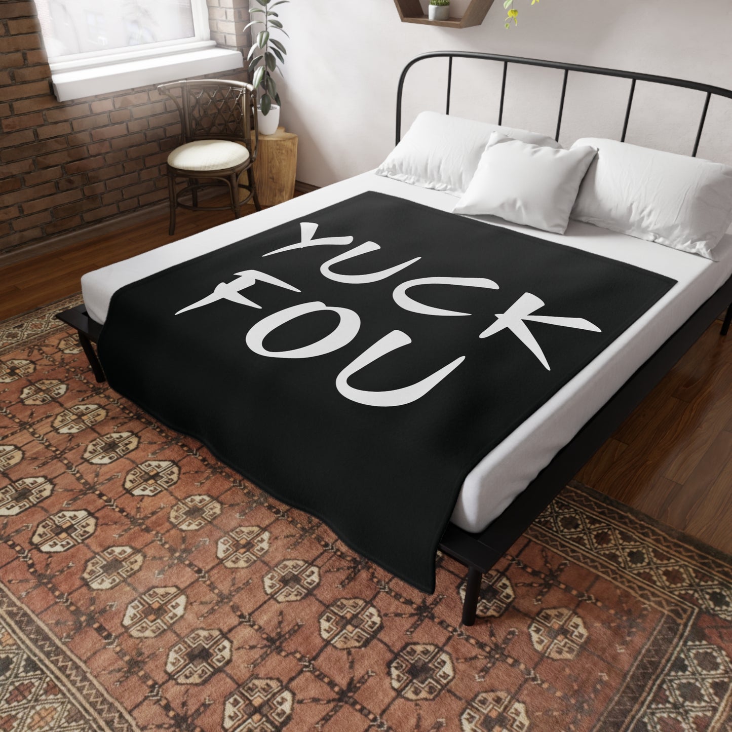 Yuck Fou Plush Fleece Blanket - Black