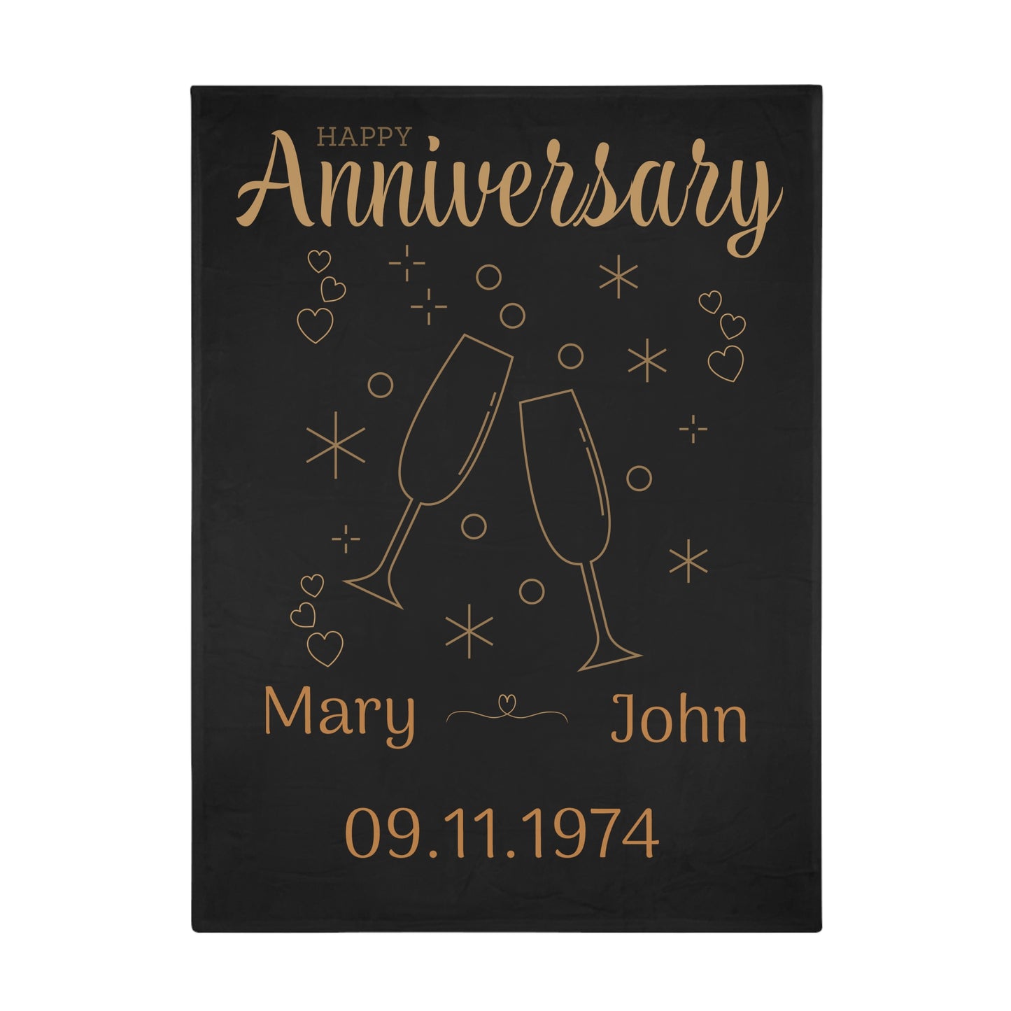 Customisable Anniversary Plush Fleece Blanket - black