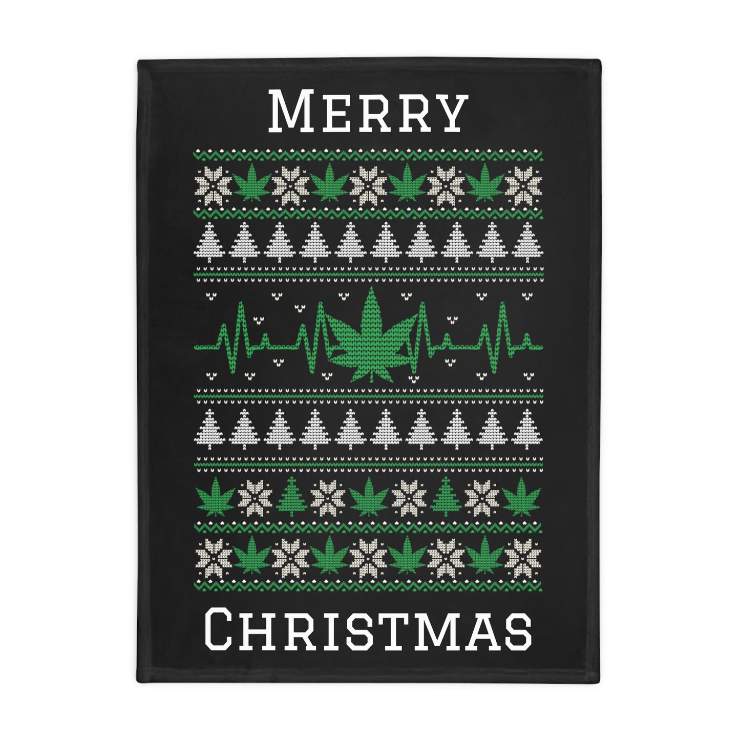 Ugly Christmas Sweater - Weed Plush Fleece Blanket