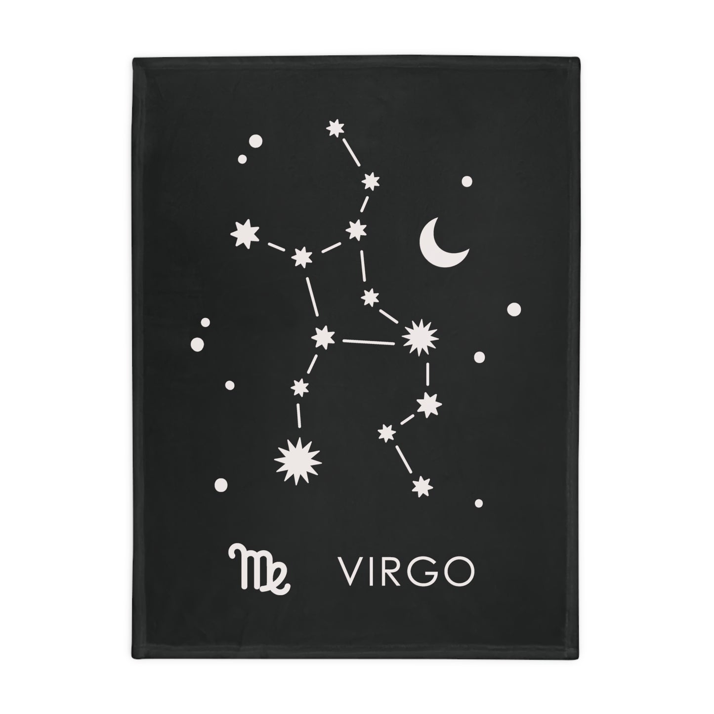 Virgo Star Map Plush Fleece Blanket - black