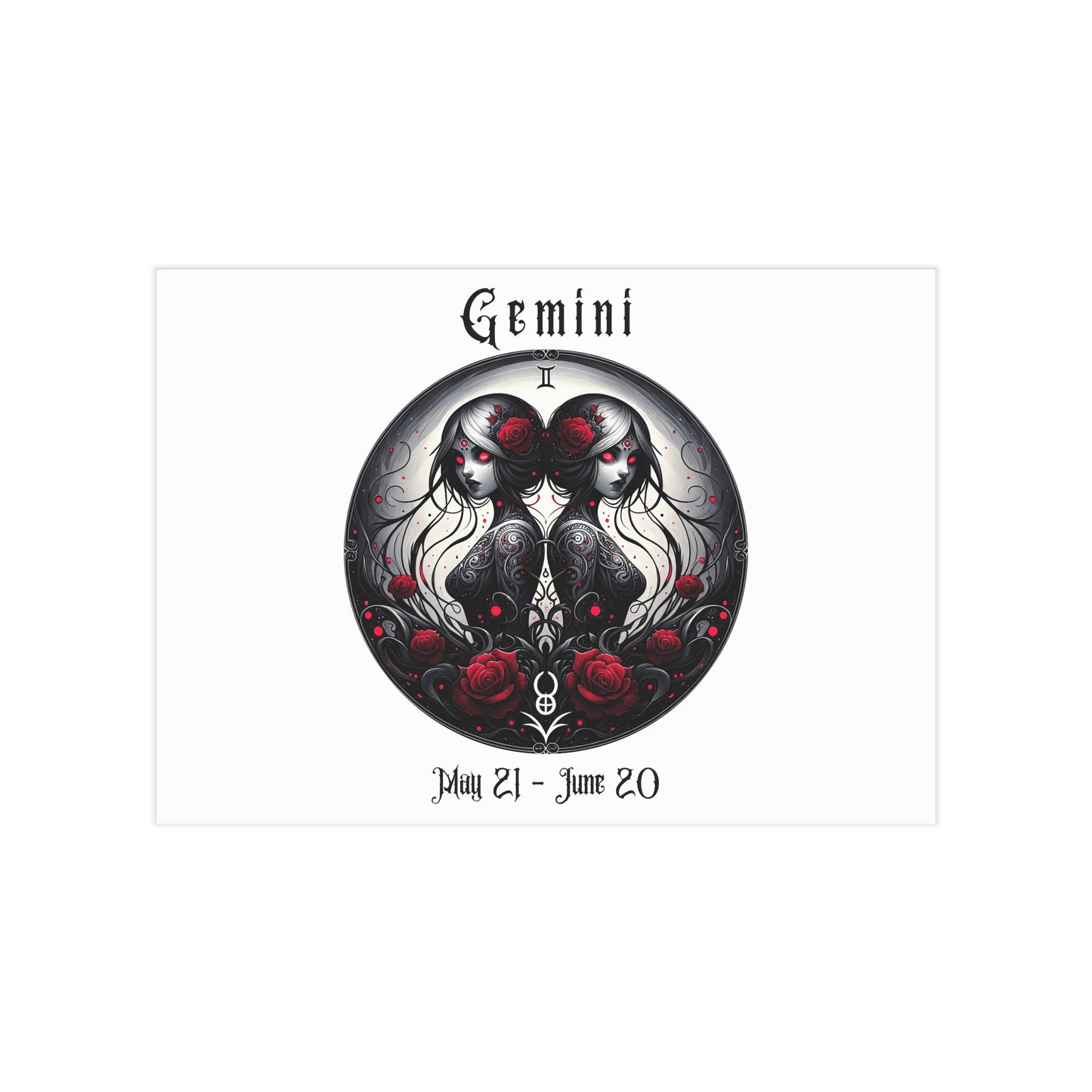 Gothic Gemini Unframed Prints - white