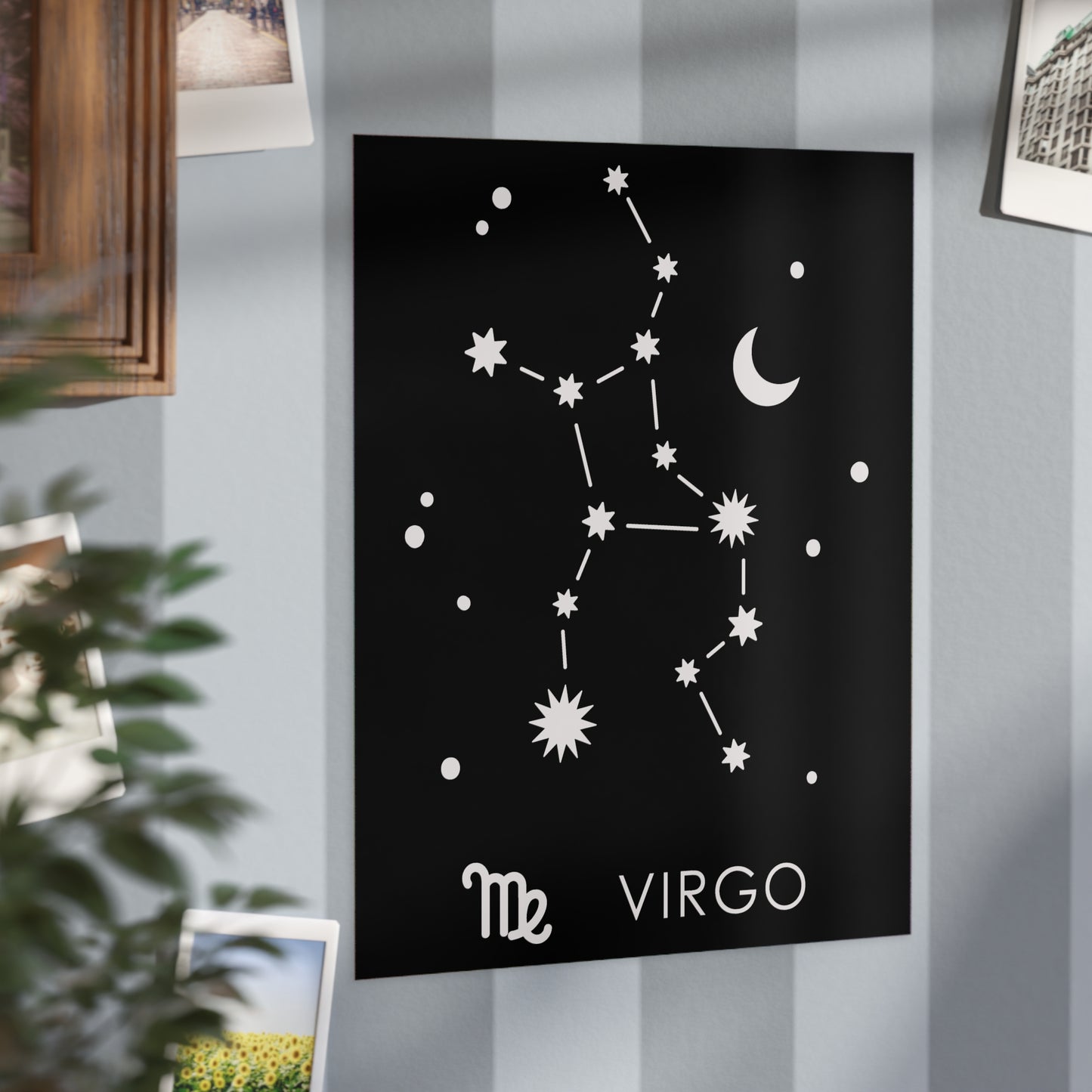 Virgo Starmap Unframed Prints - black