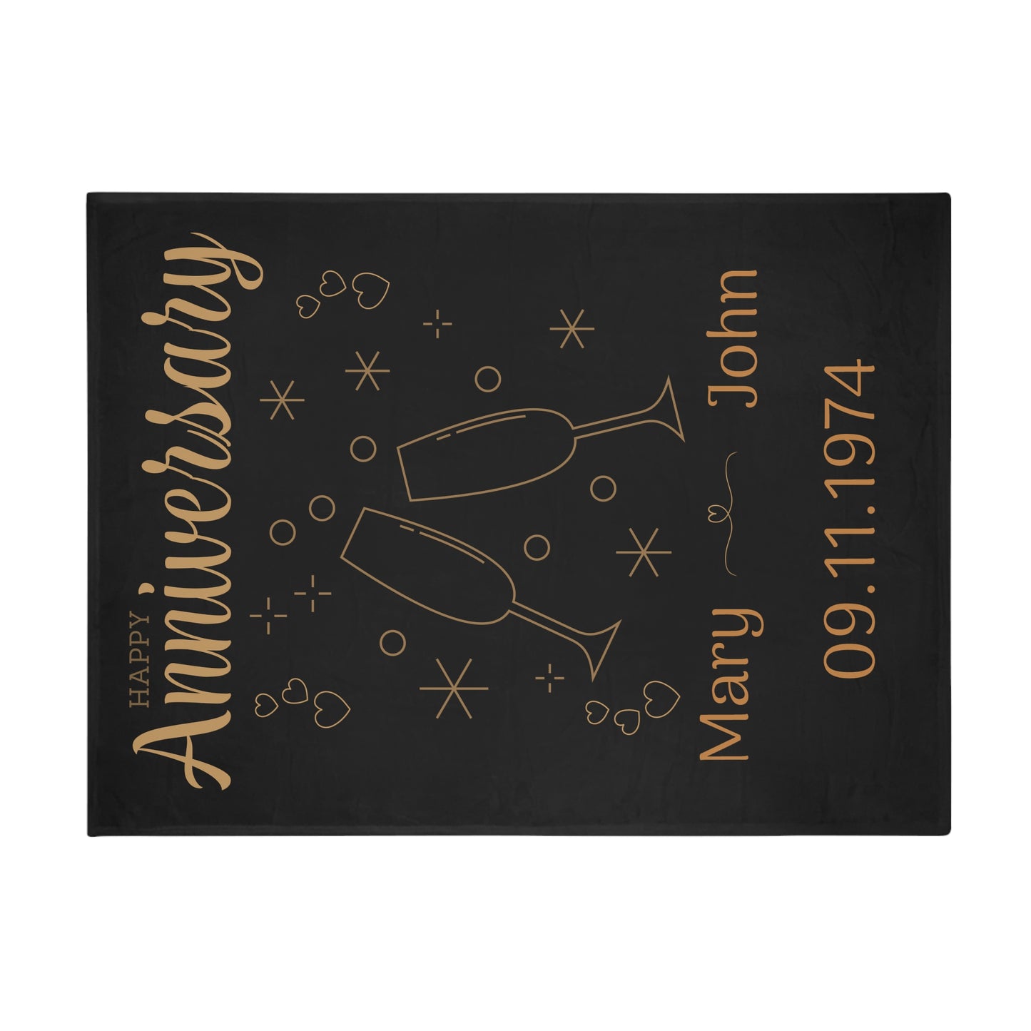 Customisable Anniversary Plush Fleece Blanket - black