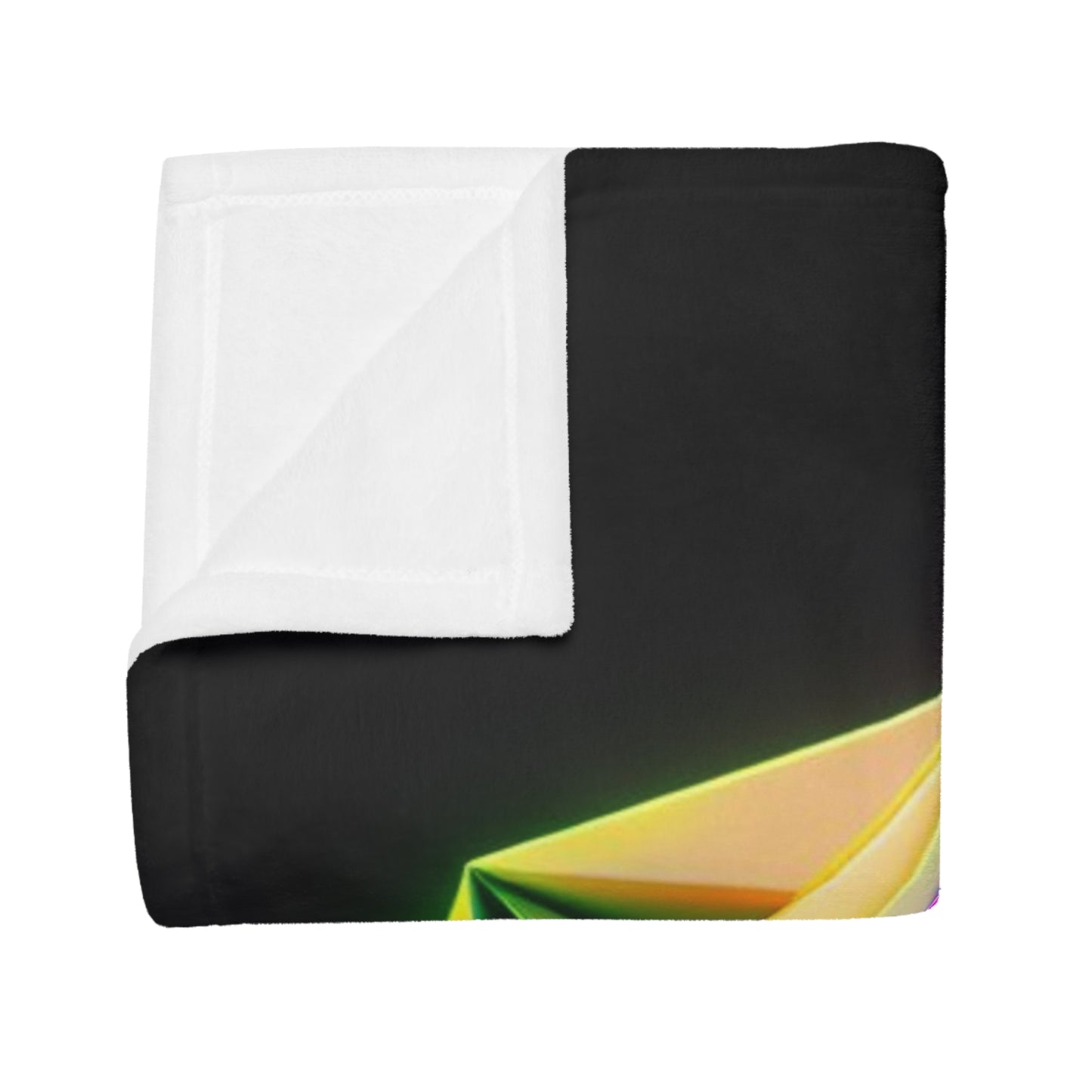 Origami Neon Heart Plush Fleece Blanket - Black