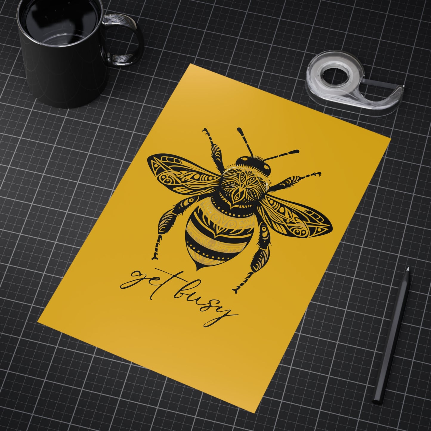 Get Busy Bee Unframed Prints - yellow