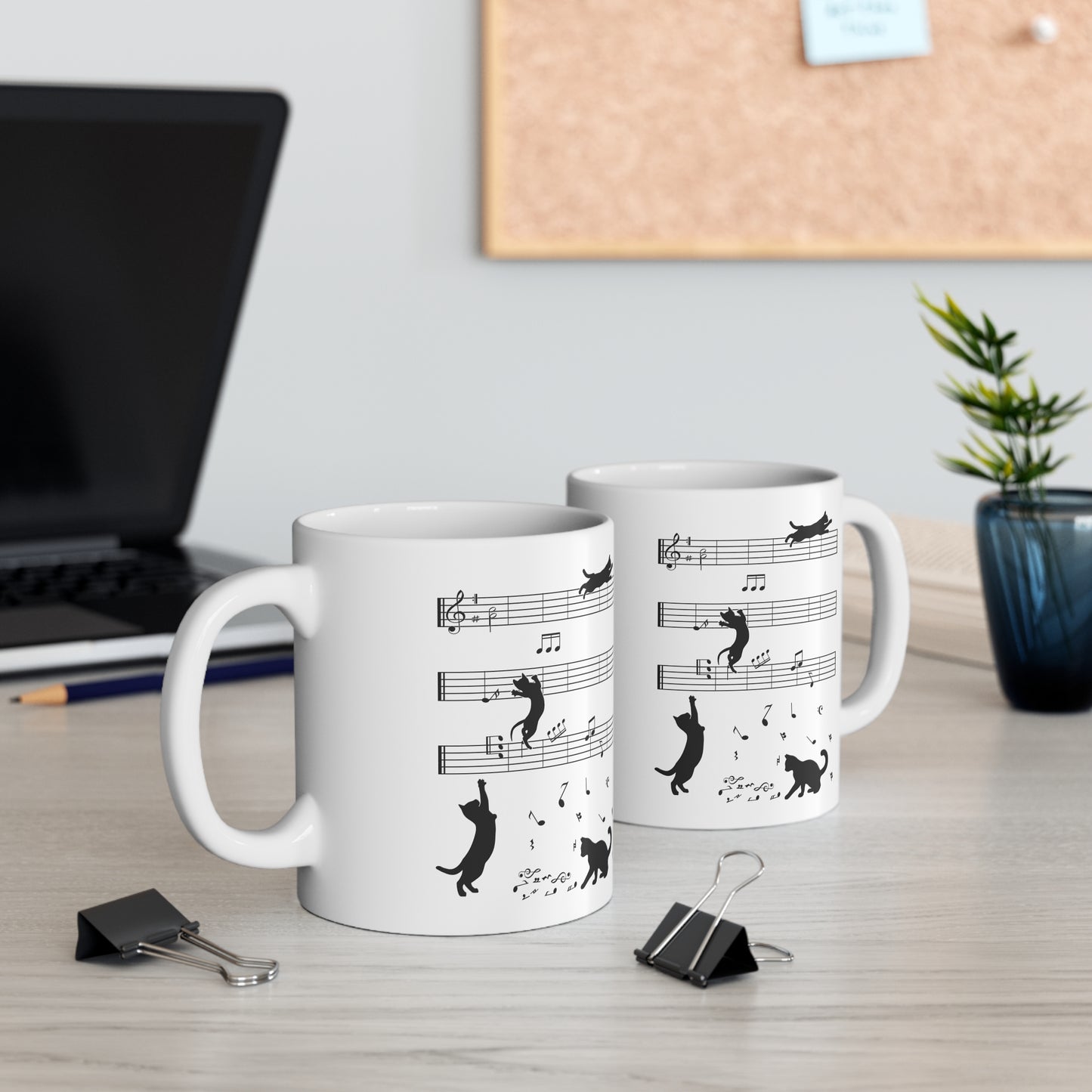 Cats 'n' Music Ceramic Coffee Cups, 11oz