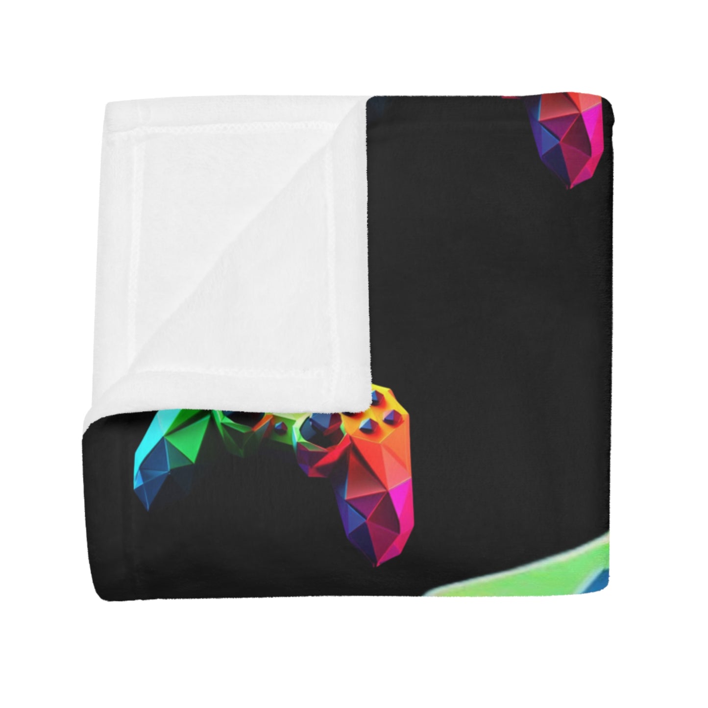 Origami Neon Controller Plush Fleece Blanket - Black