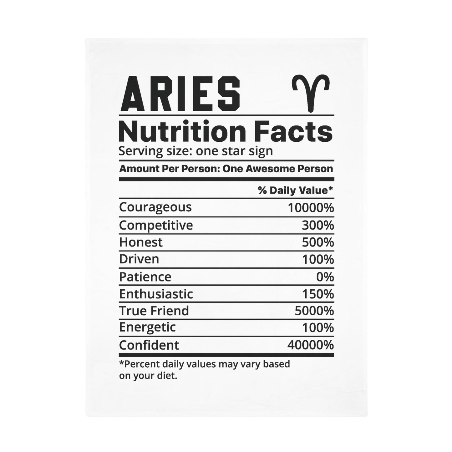 Aries Nutrition Plush Fleece Blanket - white