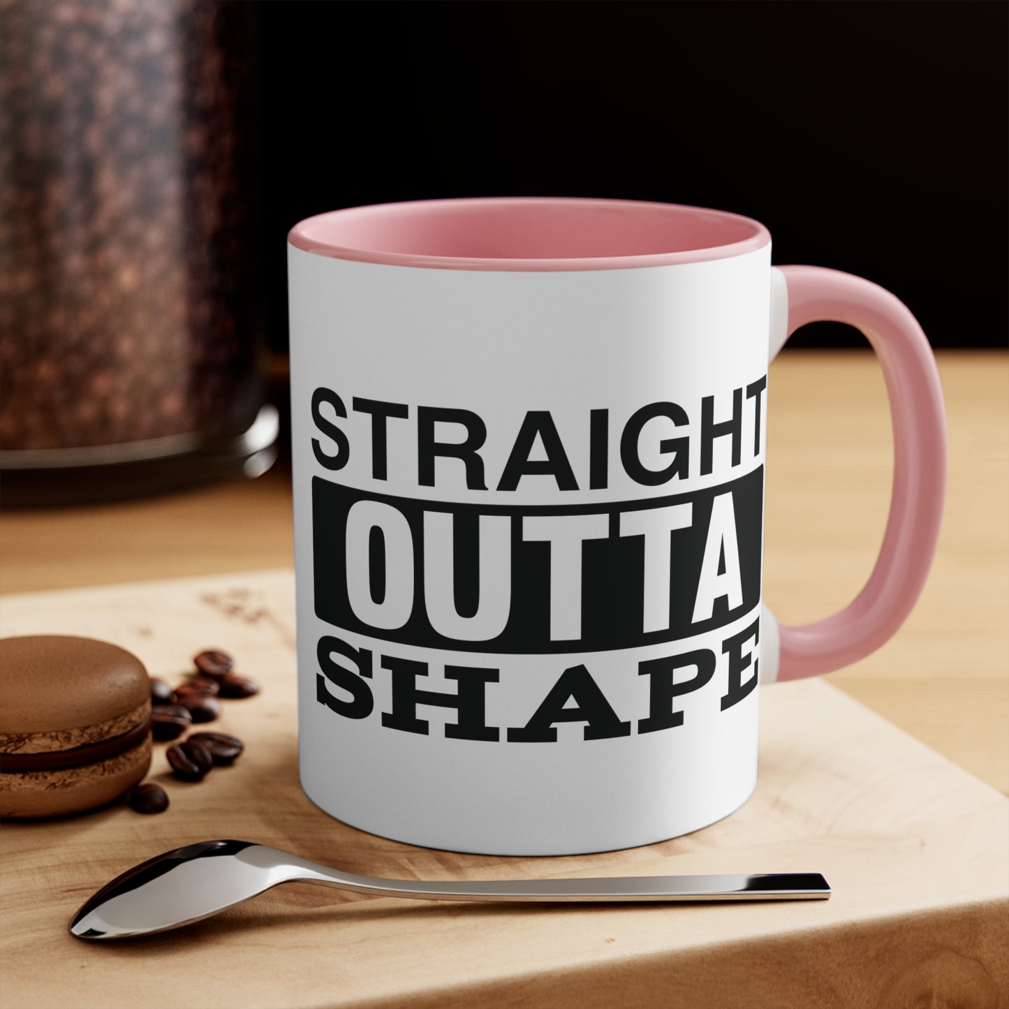 Straight Outta Shape Workout Colorful Accent Mug 11oz - For Gym Fitness Enthusiasts