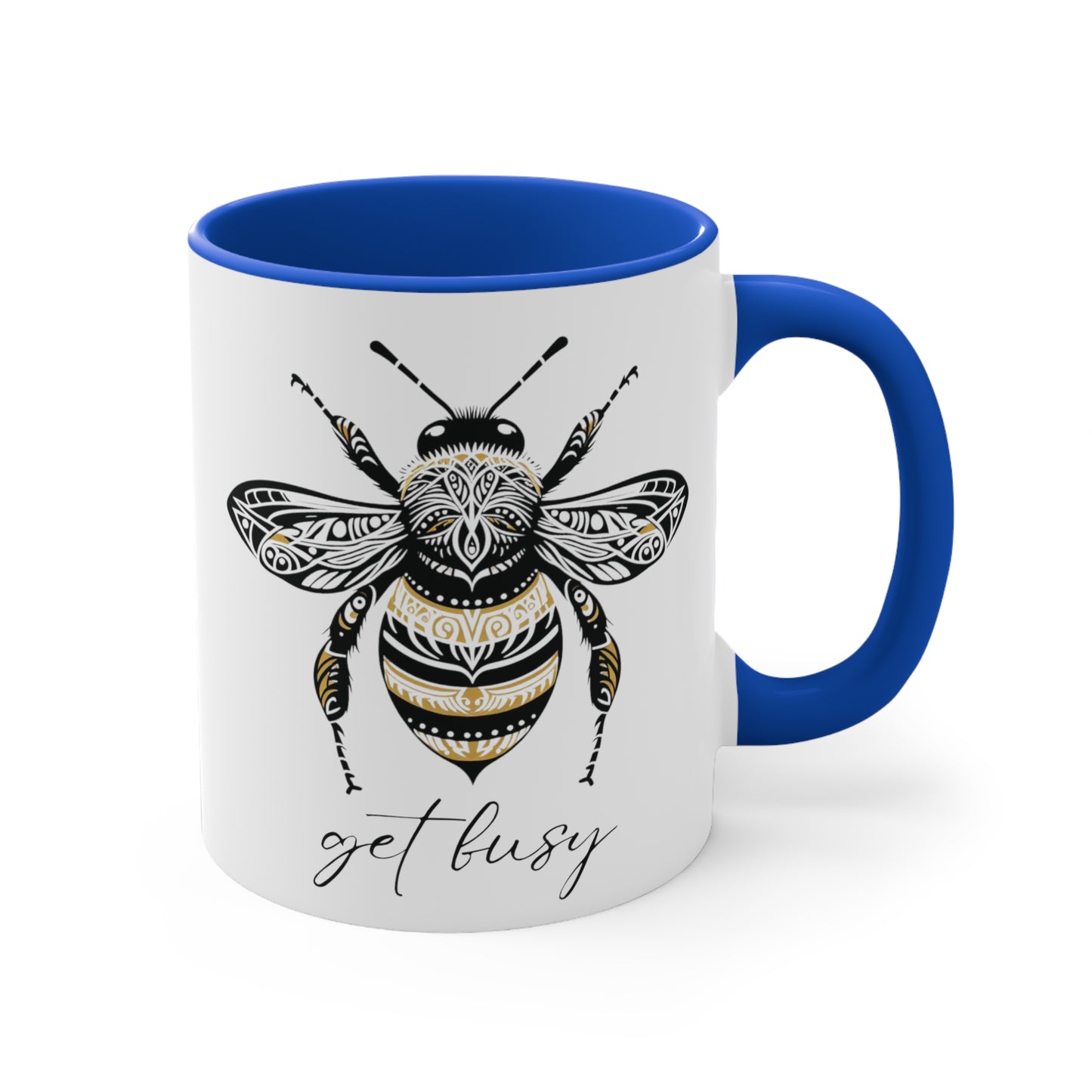 Get Busy Bee Colorful Accent Mugs, 11oz (330 ml)