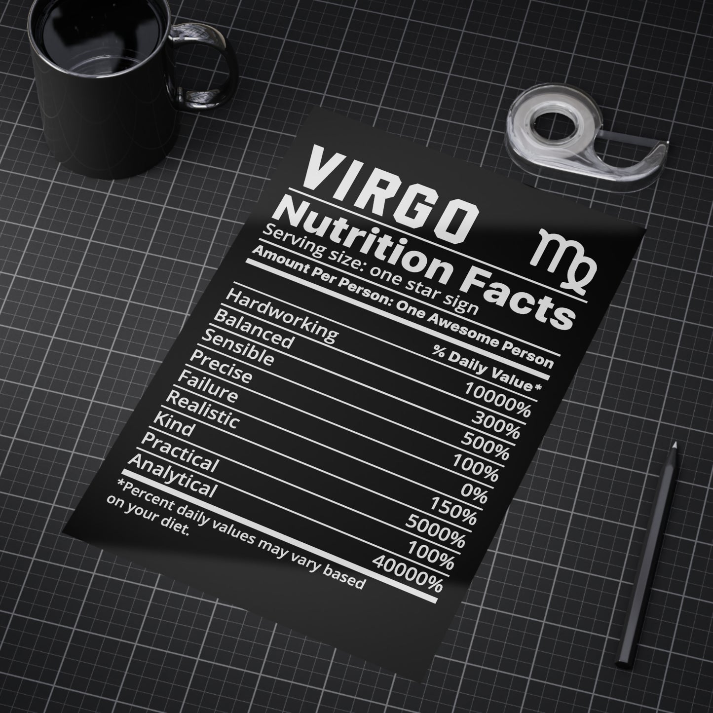 Virgo Nutrition Unframed Prints - black