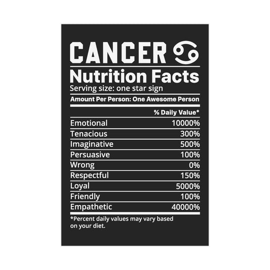 Cancer Nutrition Unframed Prints - black