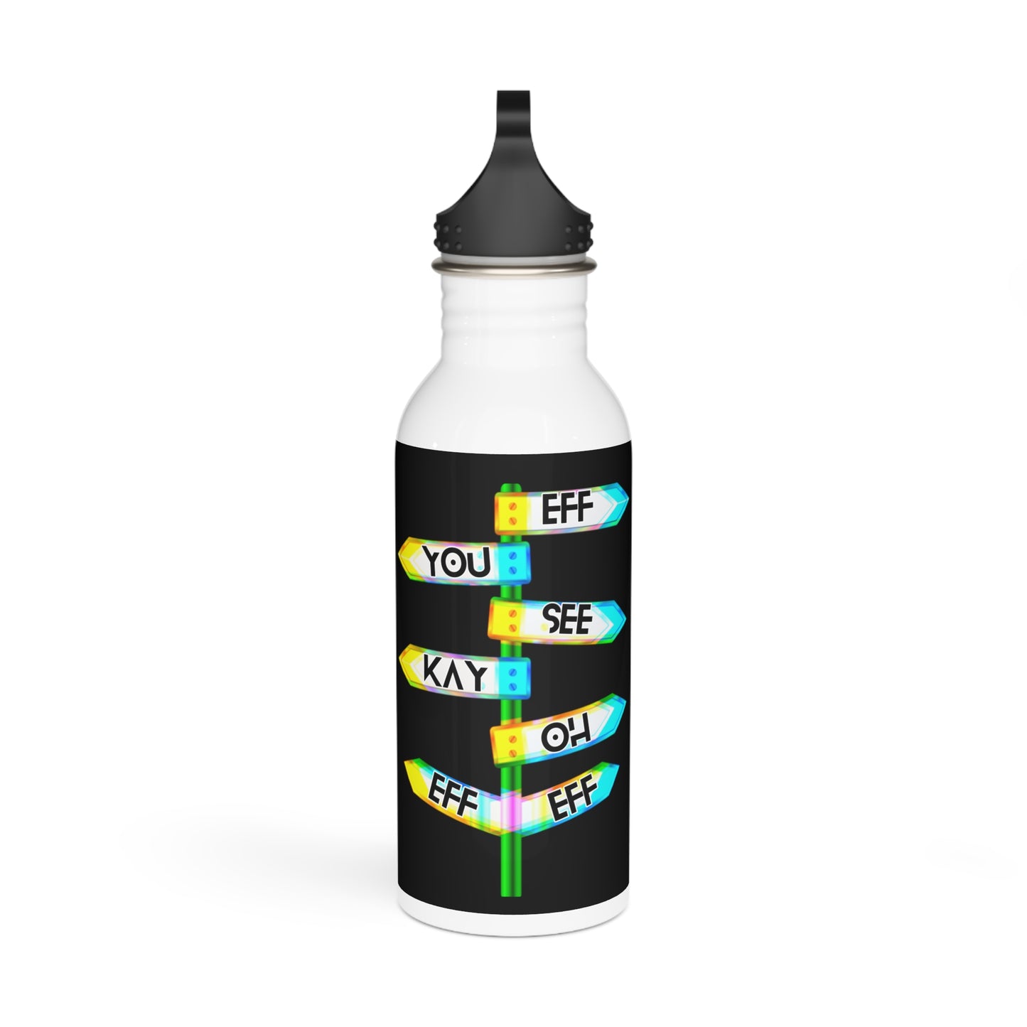 Eff You See Kay Oh Eff Eff Stylish Stainless Steel Water Bottle - Eco-Friendly, Durable, Perfect for On-the-Go - Black