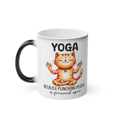 Punching People Magic Mug - Color Changing Heat Sensitive Cup for Relaxation and Meditation