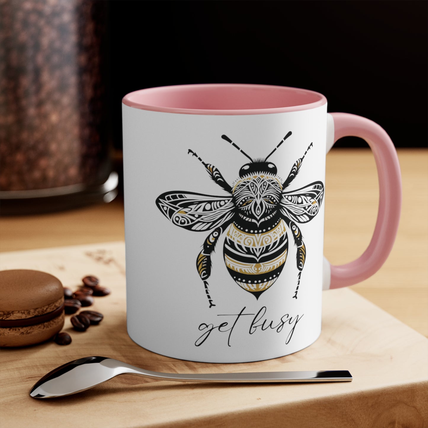 Get Busy Bee Colorful Accent Mugs, 11oz (330 ml)