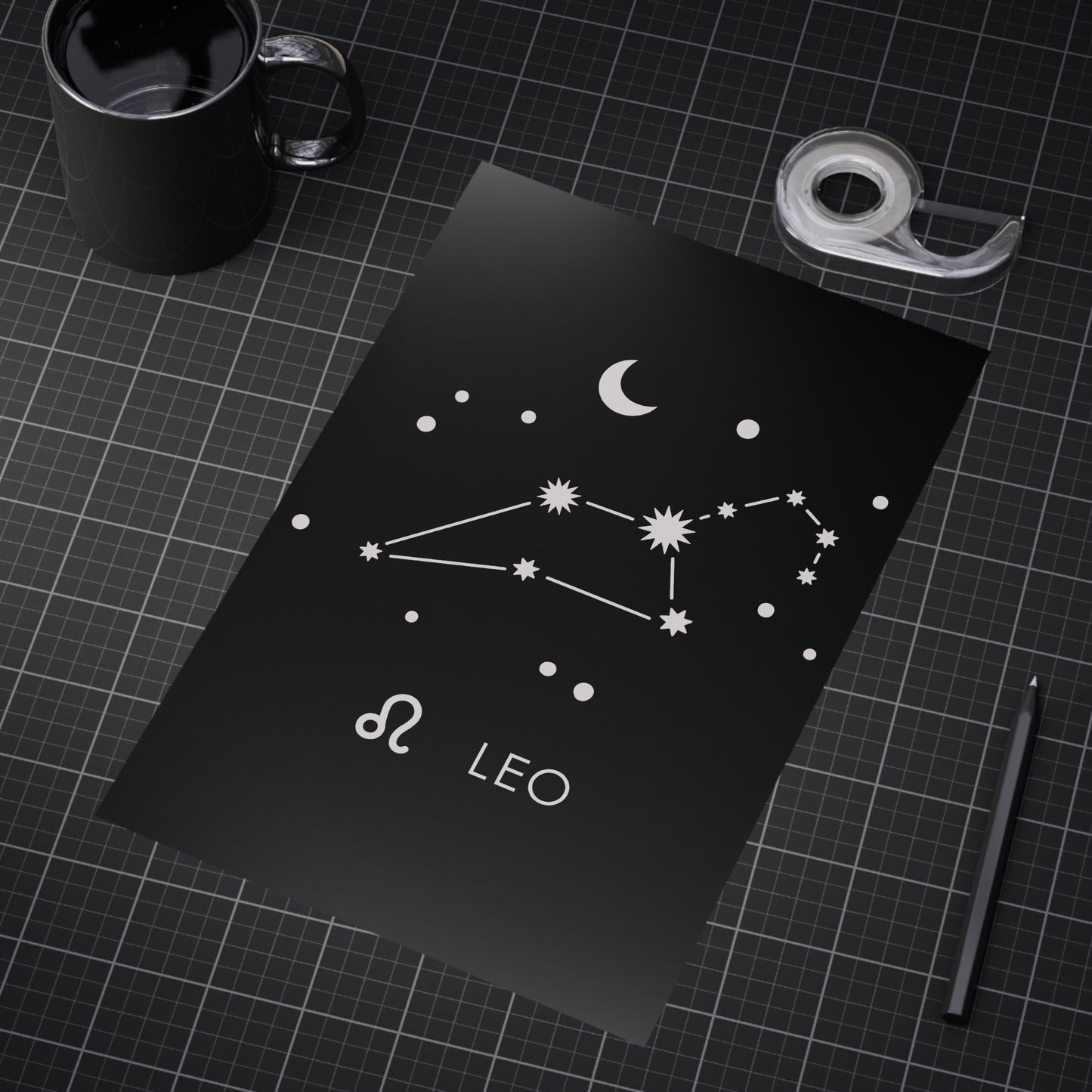 Leo Starmap Unframed Prints - black