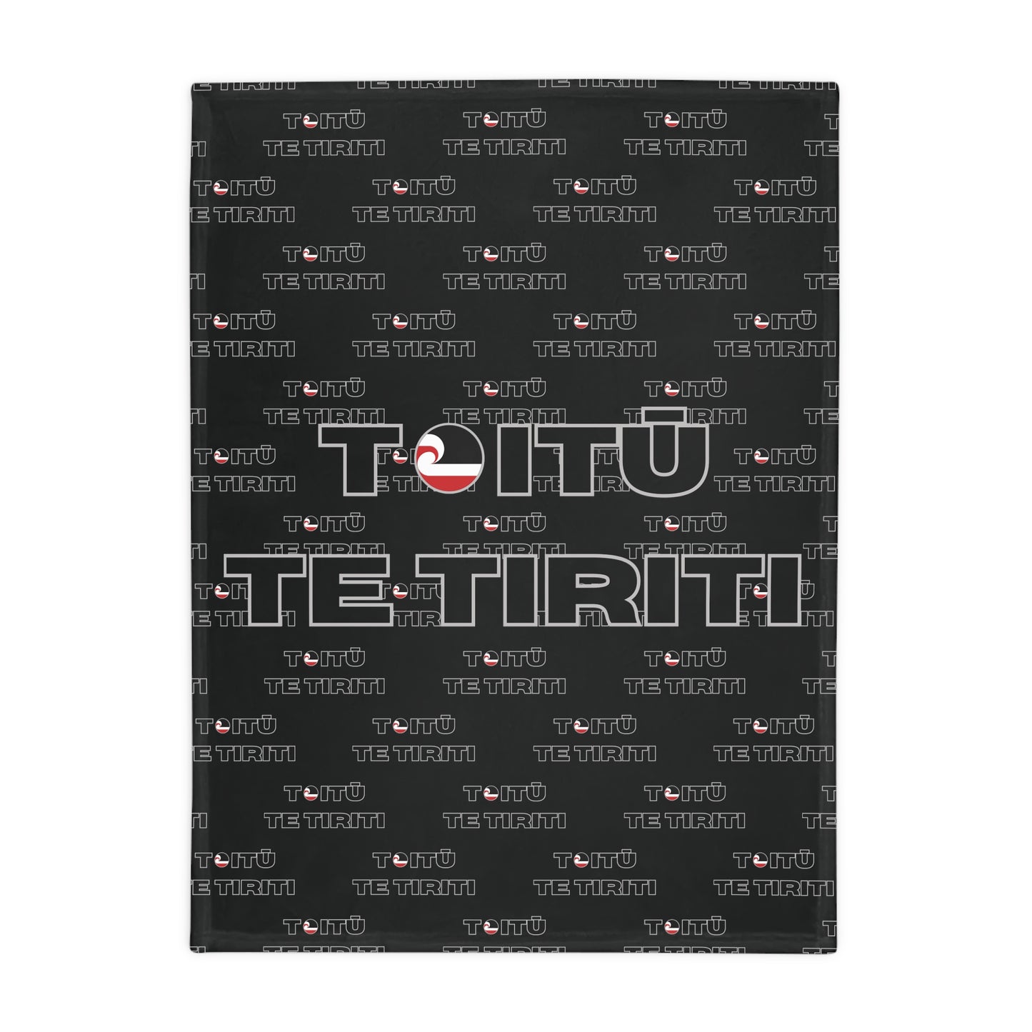 Toitū Te Tiriti - Black Plush Fleece Blanket