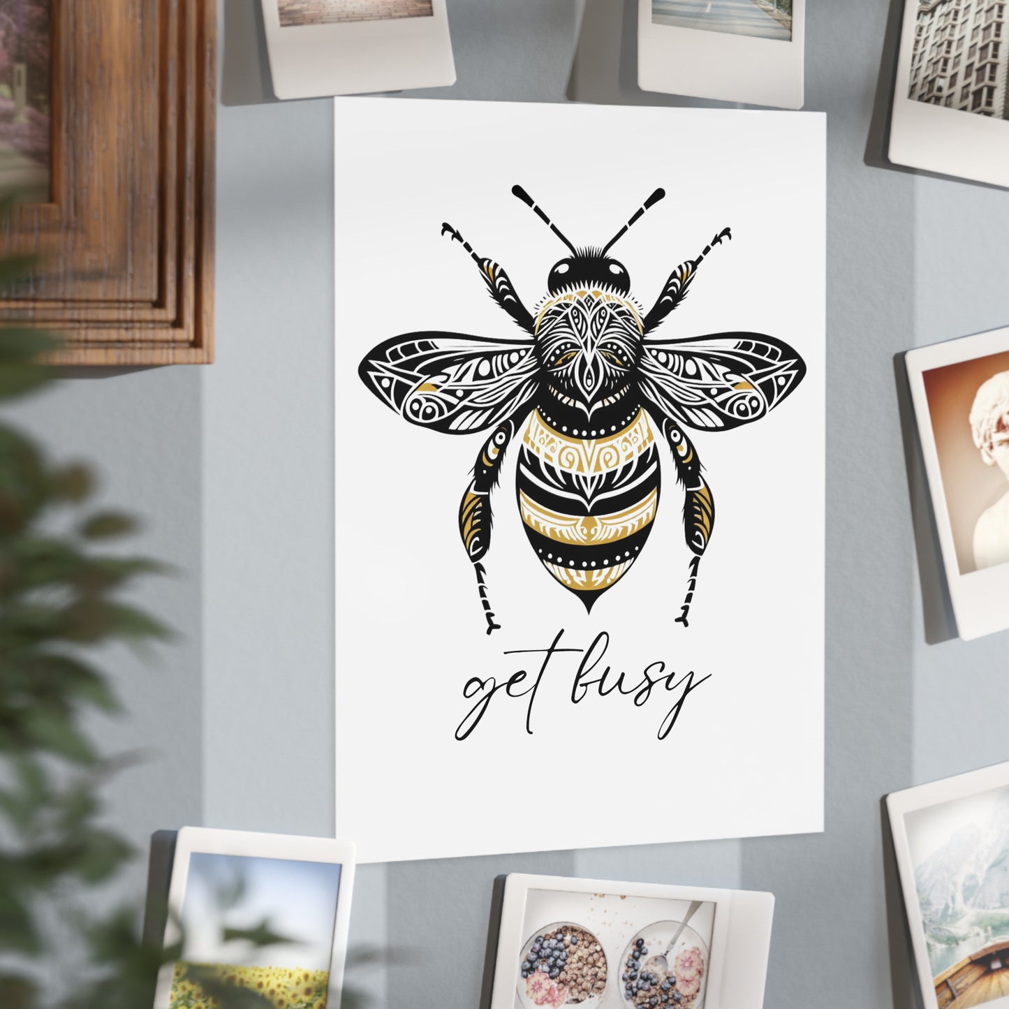 Get Busy Bee Unframed Prints - white