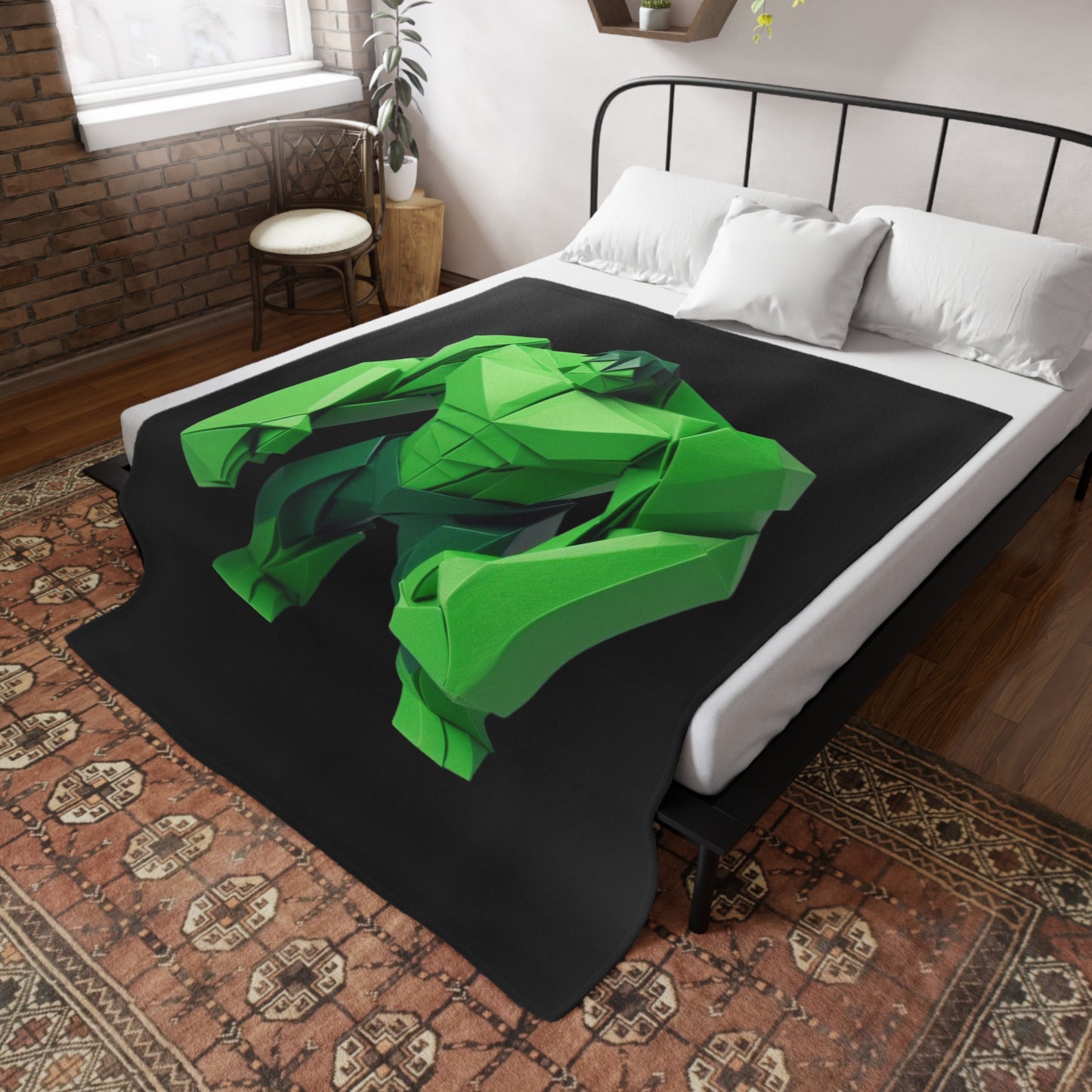 Origami Hulk Plush Fleece Blanket - Black