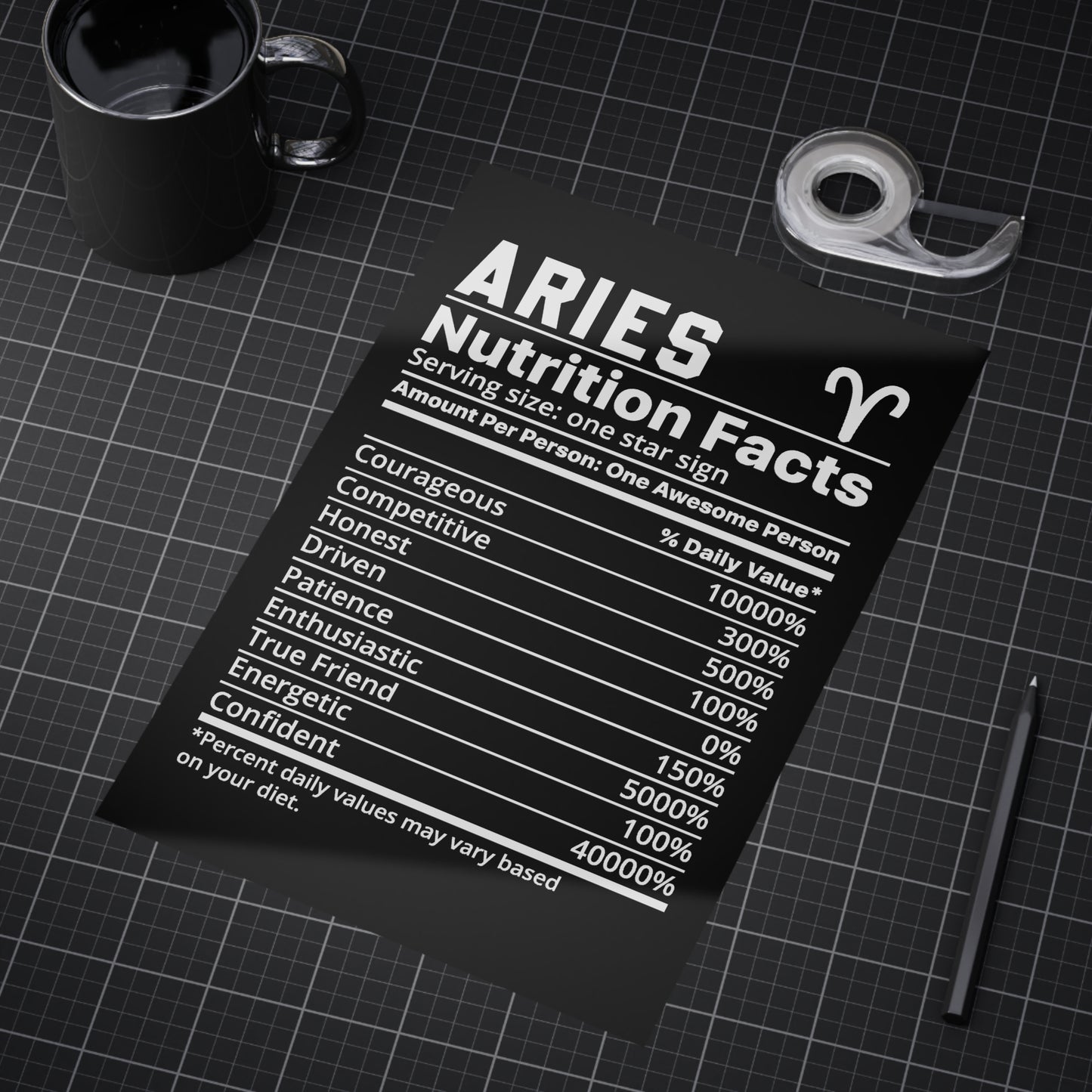 Aries Nutrition Unframed Prints - black