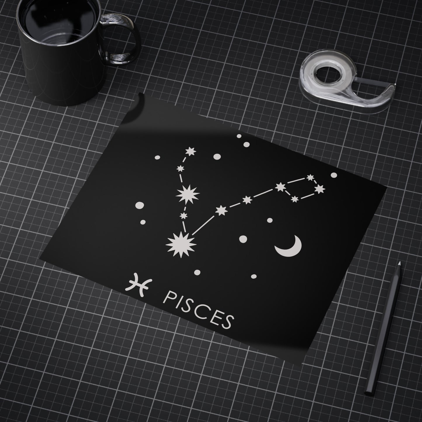 Pisces Starmap Unframed Prints - black