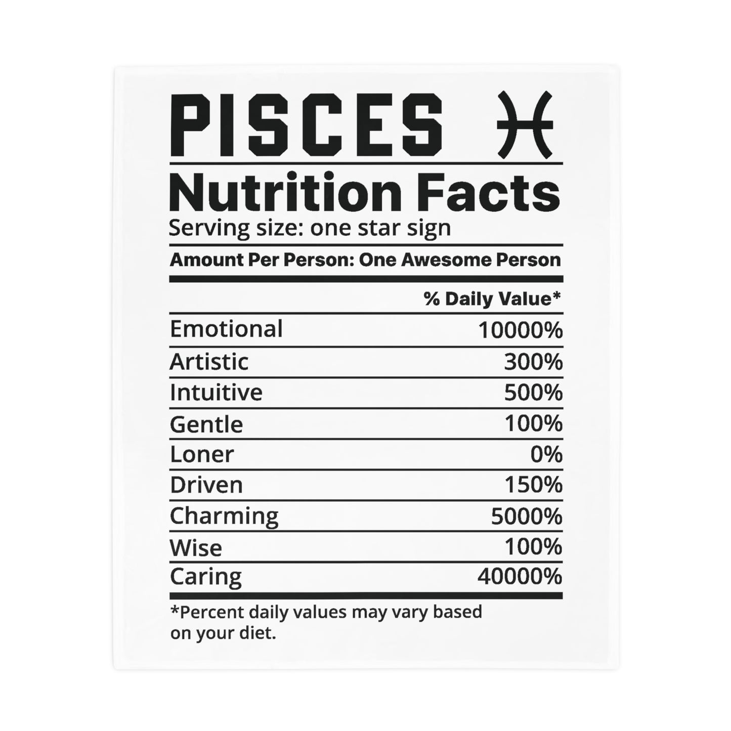 Pisces Nutrition Plush Fleece Blanket - white