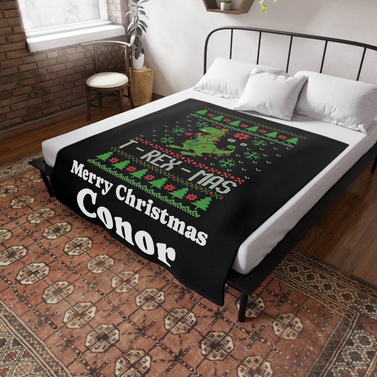 Customisable T-Rex-Mas Plush Fleece Blanket