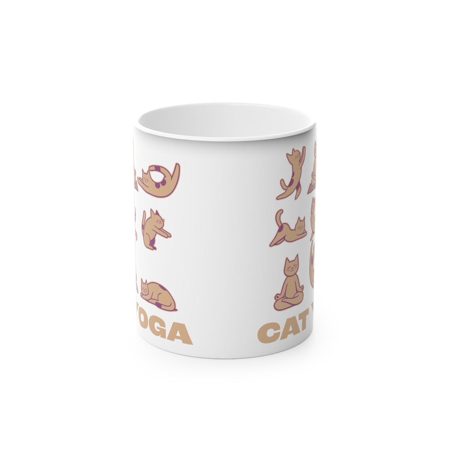 Cat Yoga Magic Mug - Color Changing Heat Sensitive Cup for Relaxation and Meditation