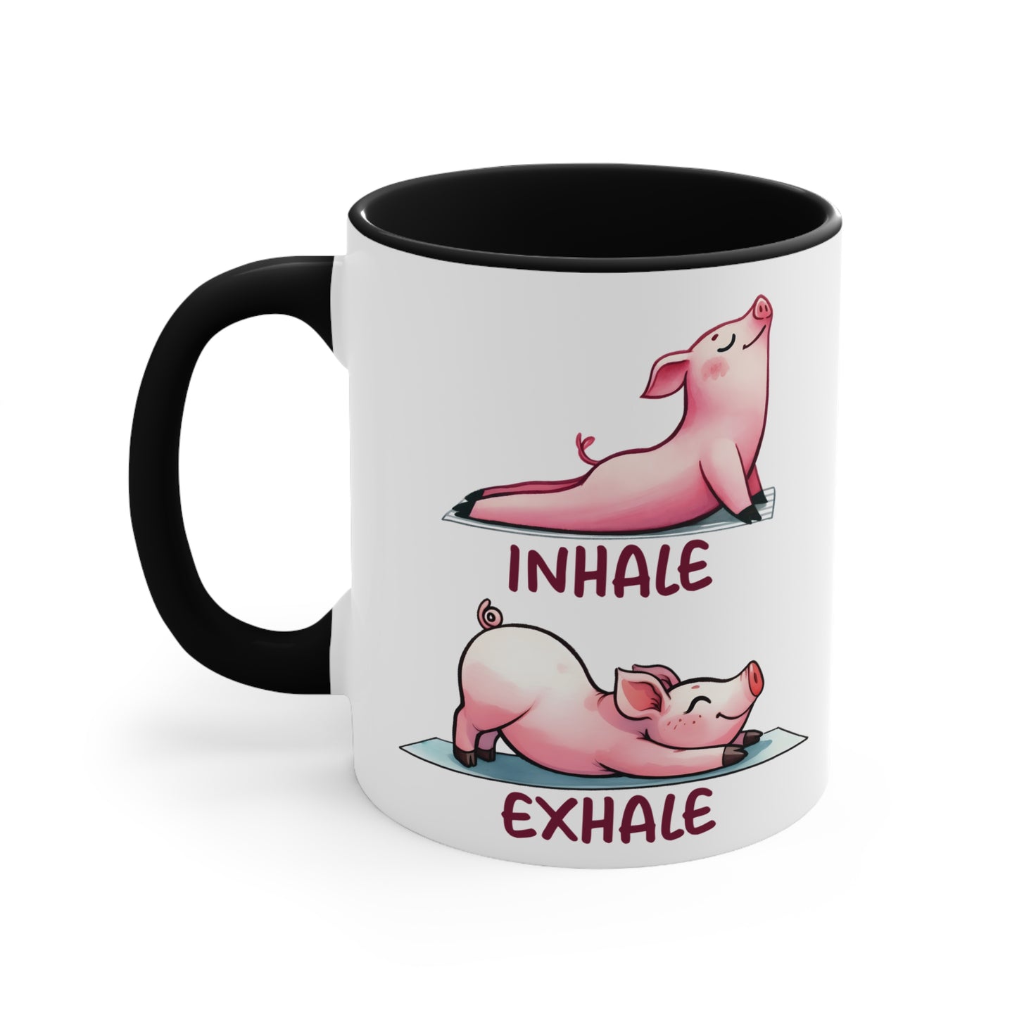 Pig Yoga Color Accent Mug 11oz - Zen Meditation Gift