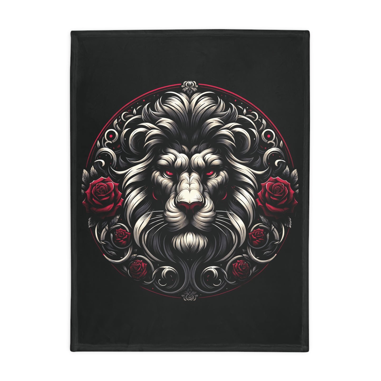 Gothic Leo Plush Fleece Blanket - black