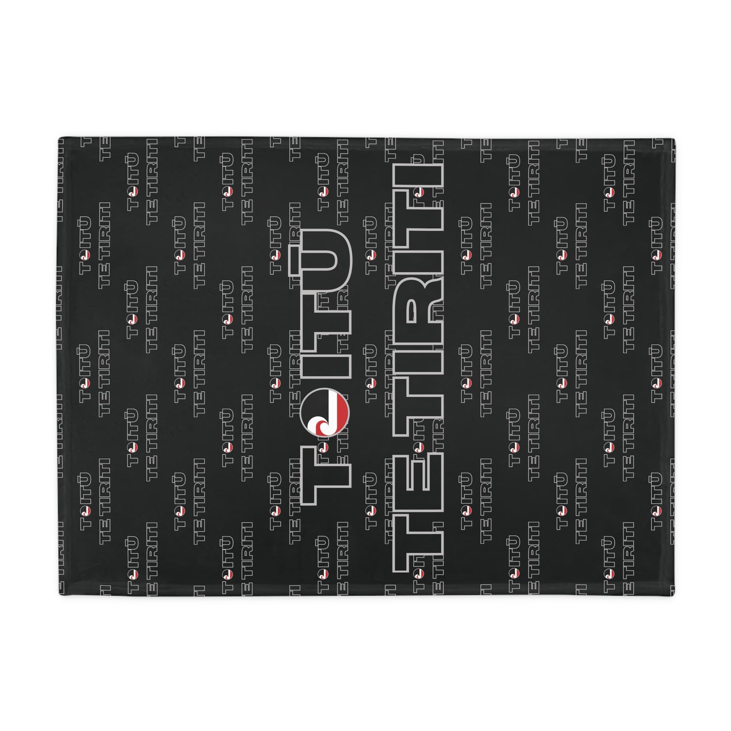 Toitū Te Tiriti - Black Plush Fleece Blanket