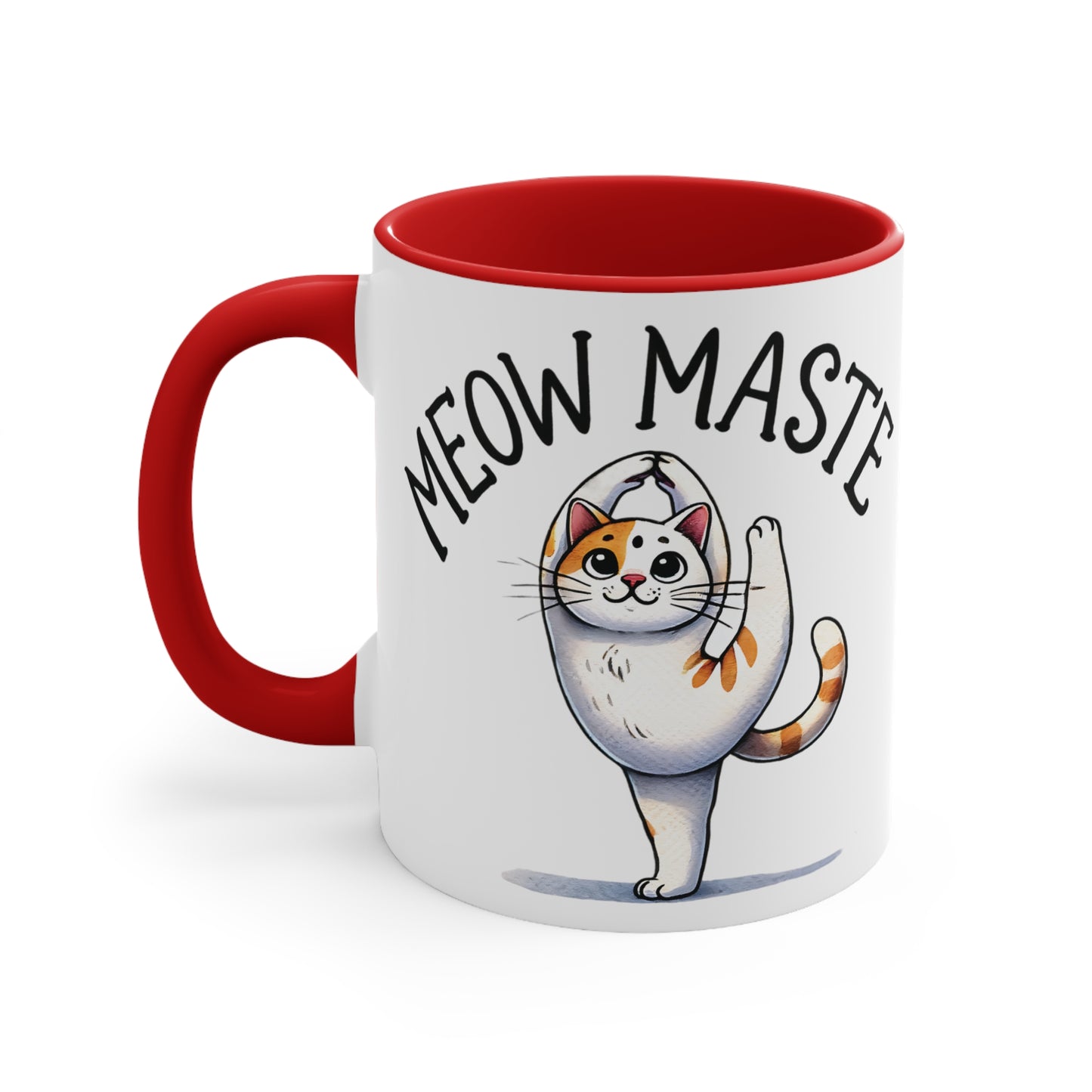 Meow Maste Color Accent Mug 11oz - Zen Meditation Gift