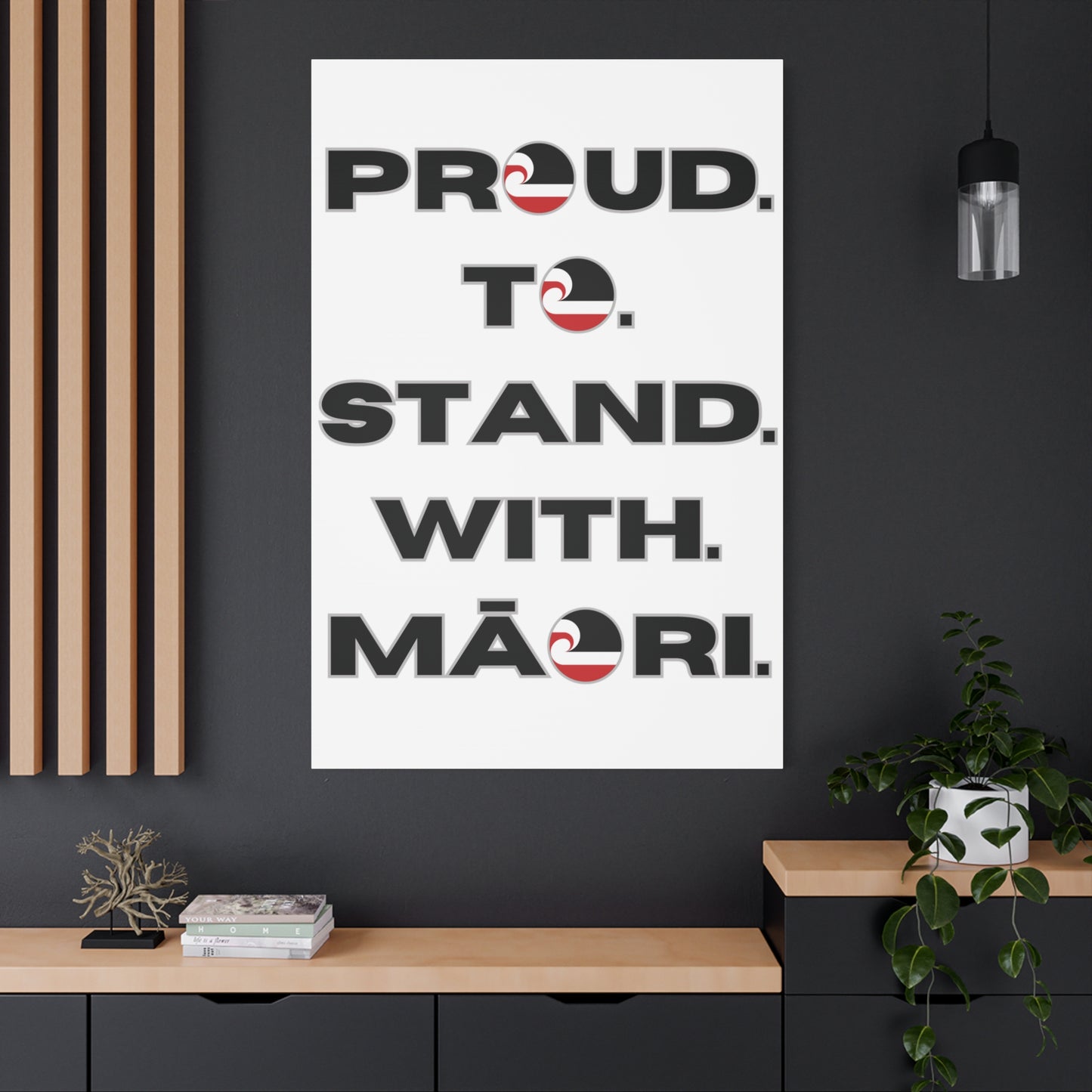 Proud. To. Stand. With. Māori. Classic Canvas - White