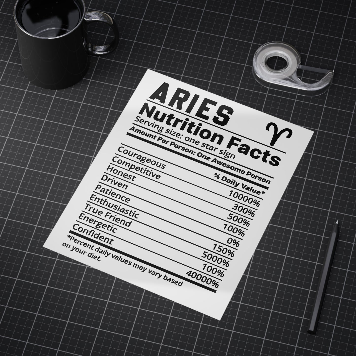 Aries Nutrition Unframed Prints - white