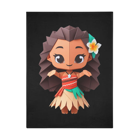 Origami Moana Plush Fleece Blanket - Black