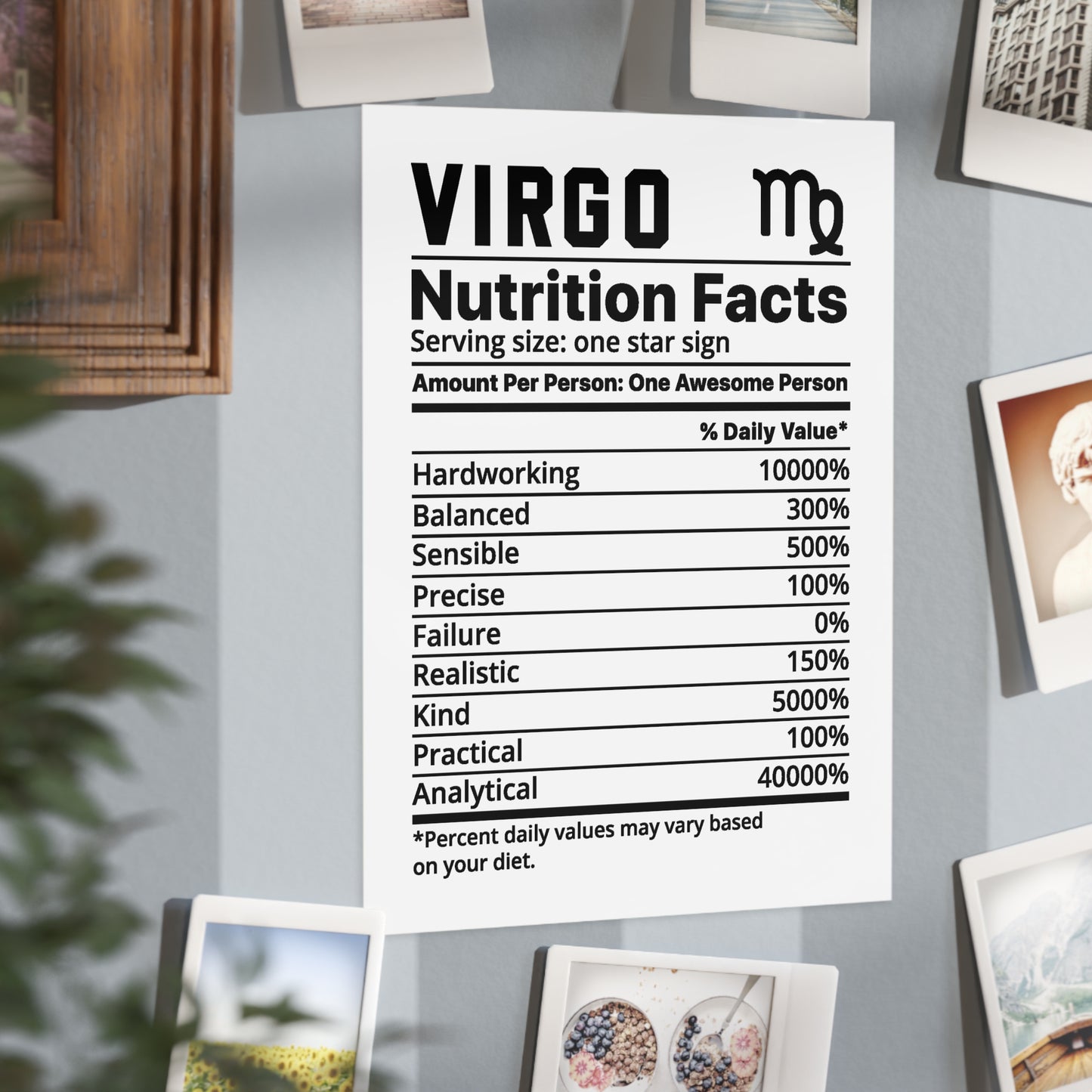 Virgo Nutrition Unframed Prints - white