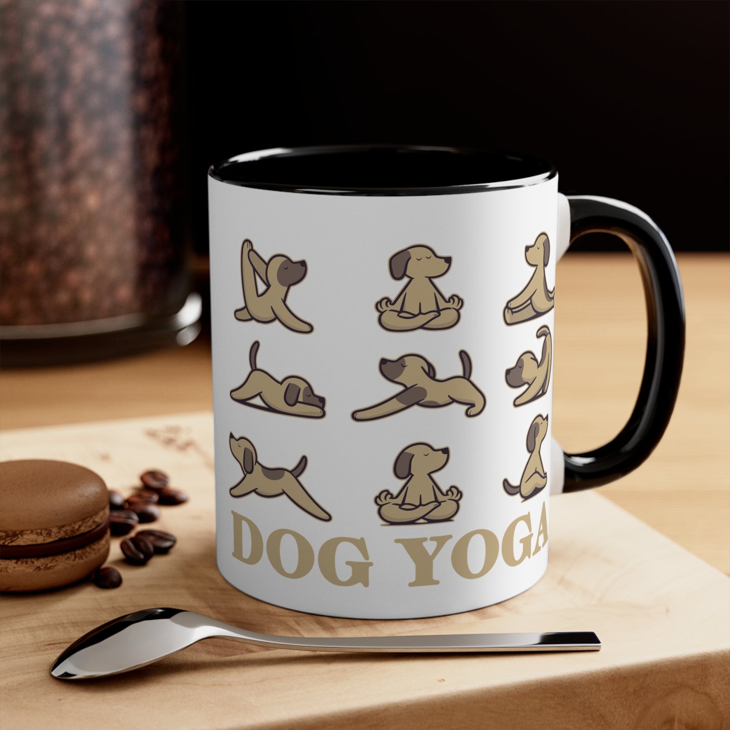 Dog Yoga Color Accent Mug 11oz - Zen Meditation Gift