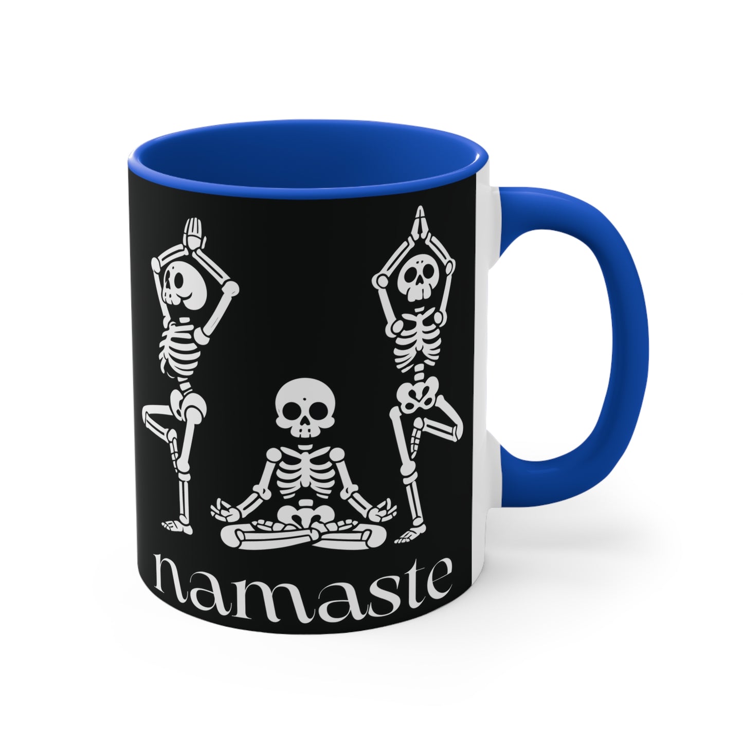 Namaste Skeletons Color Accent Mug 11oz - Zen Meditation Gift