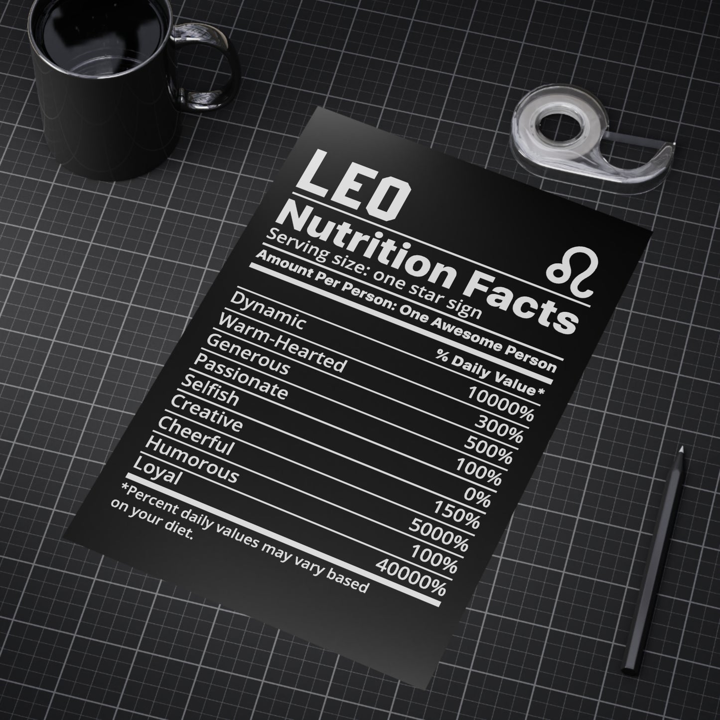 Leo Nutrition Unframed Prints - black