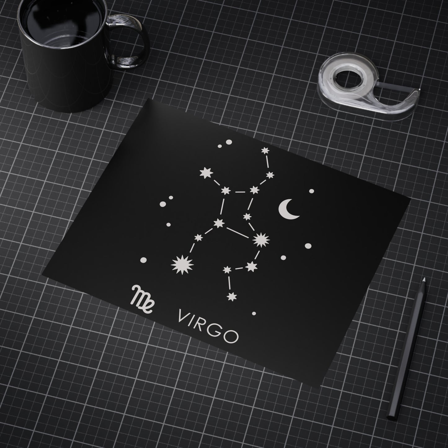 Virgo Starmap Unframed Prints - black