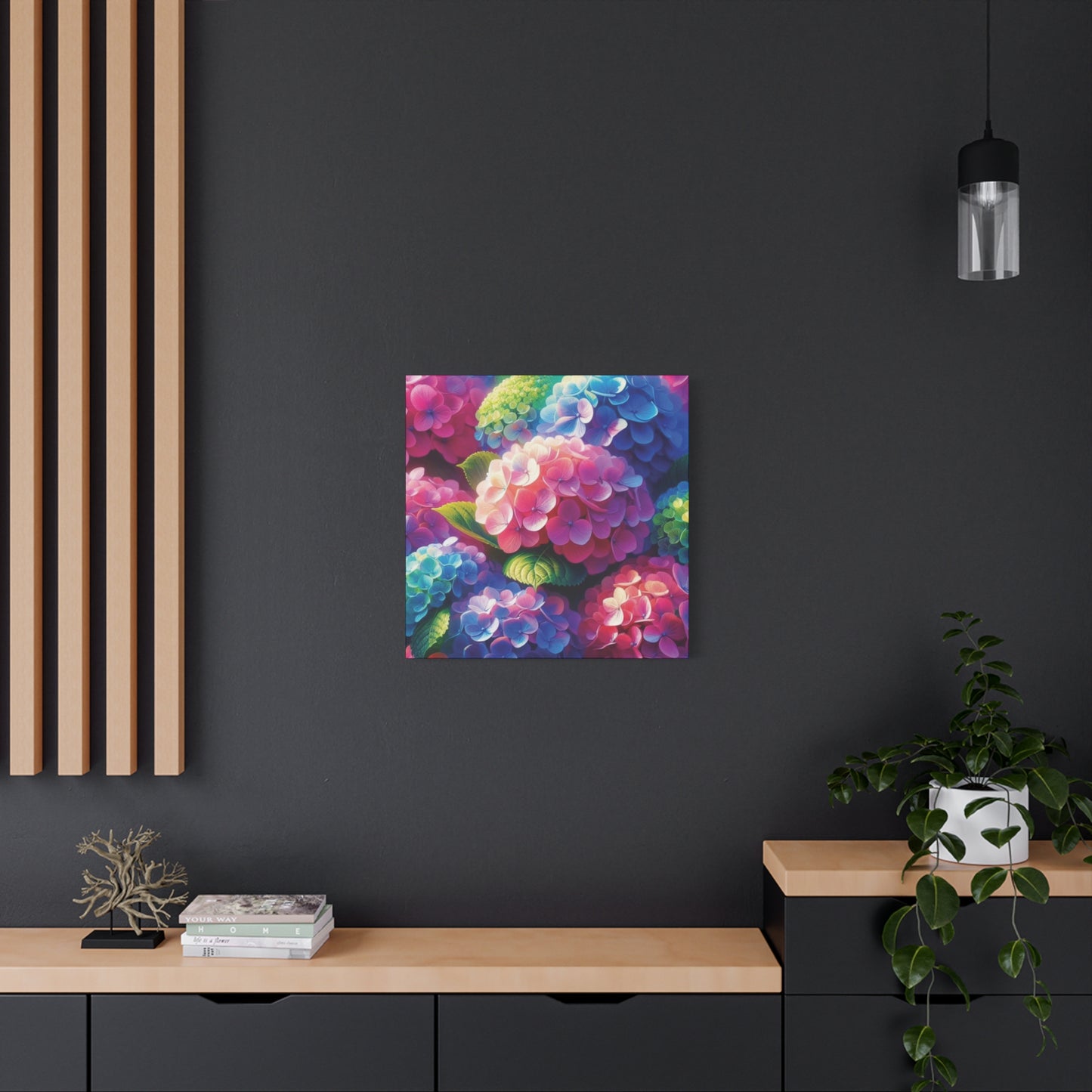 Hydrangeas Classic Canvas - Black