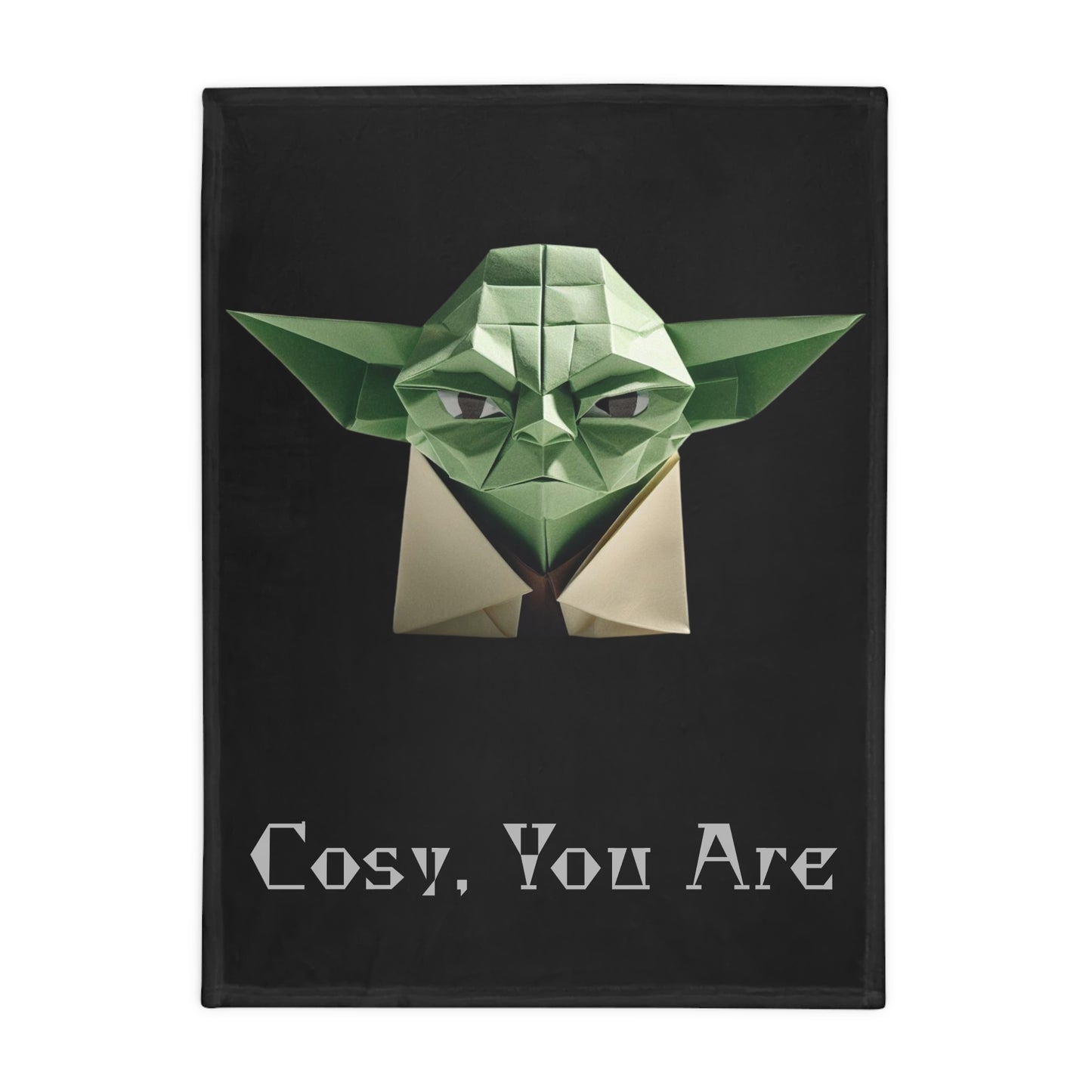 Origami Yoda Plush Fleece Blanket - Black