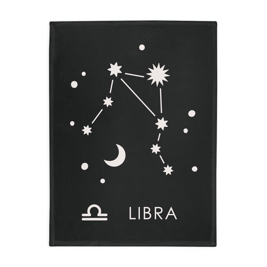 Libra Star Map Plush Fleece Blanket - black