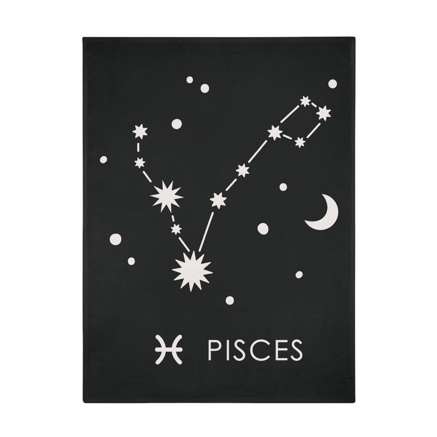 Pisces Star Map Plush Fleece Blanket - black