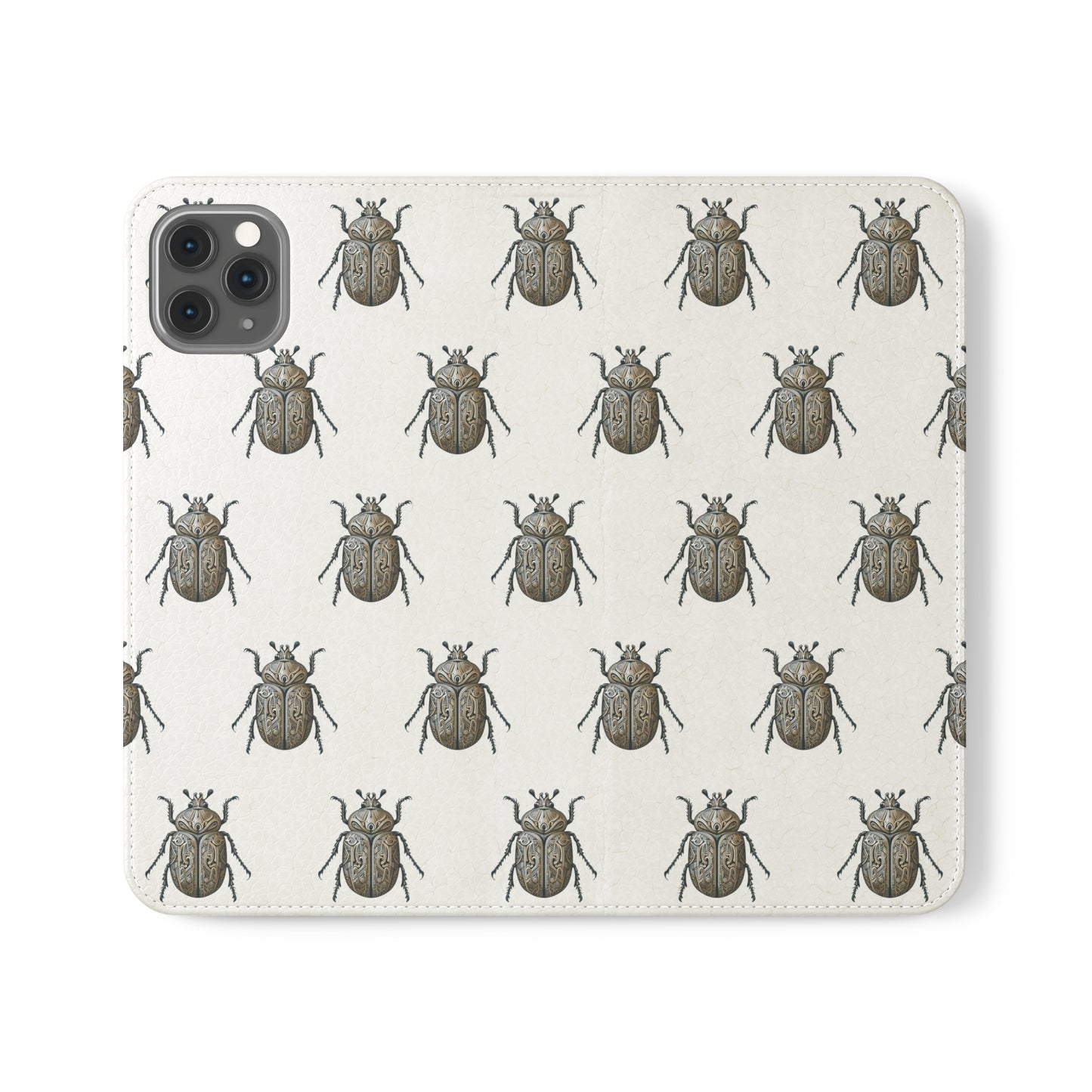 Carved Beetle Flip Cases for iPhone/Samsung - white