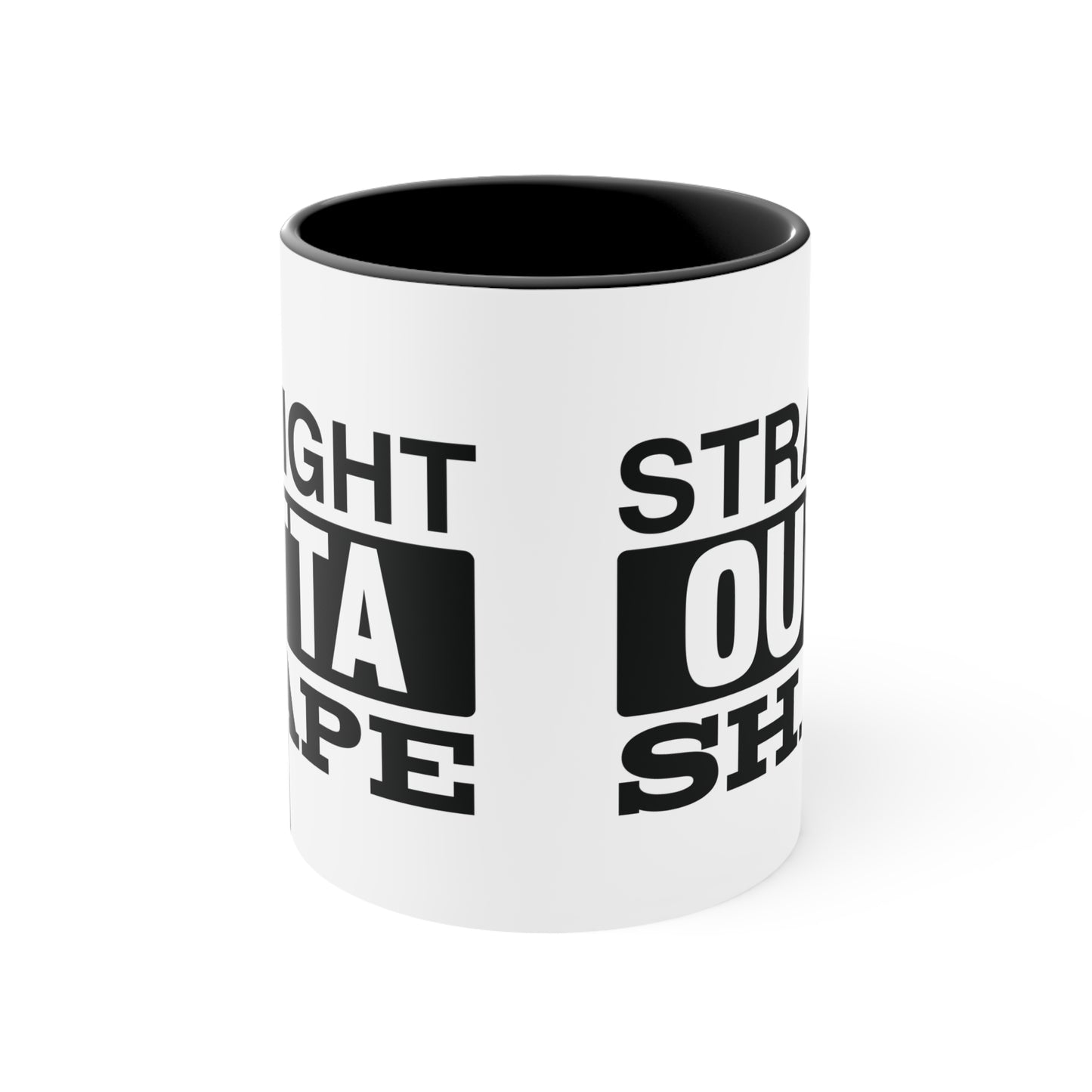 Straight Outta Shape Workout Colorful Accent Mug 11oz - For Gym Fitness Enthusiasts