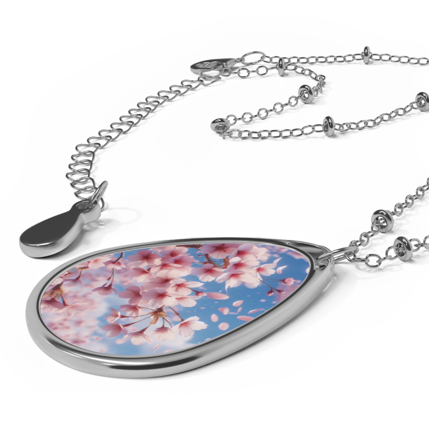 Cherry Blossoms Oval Necklace