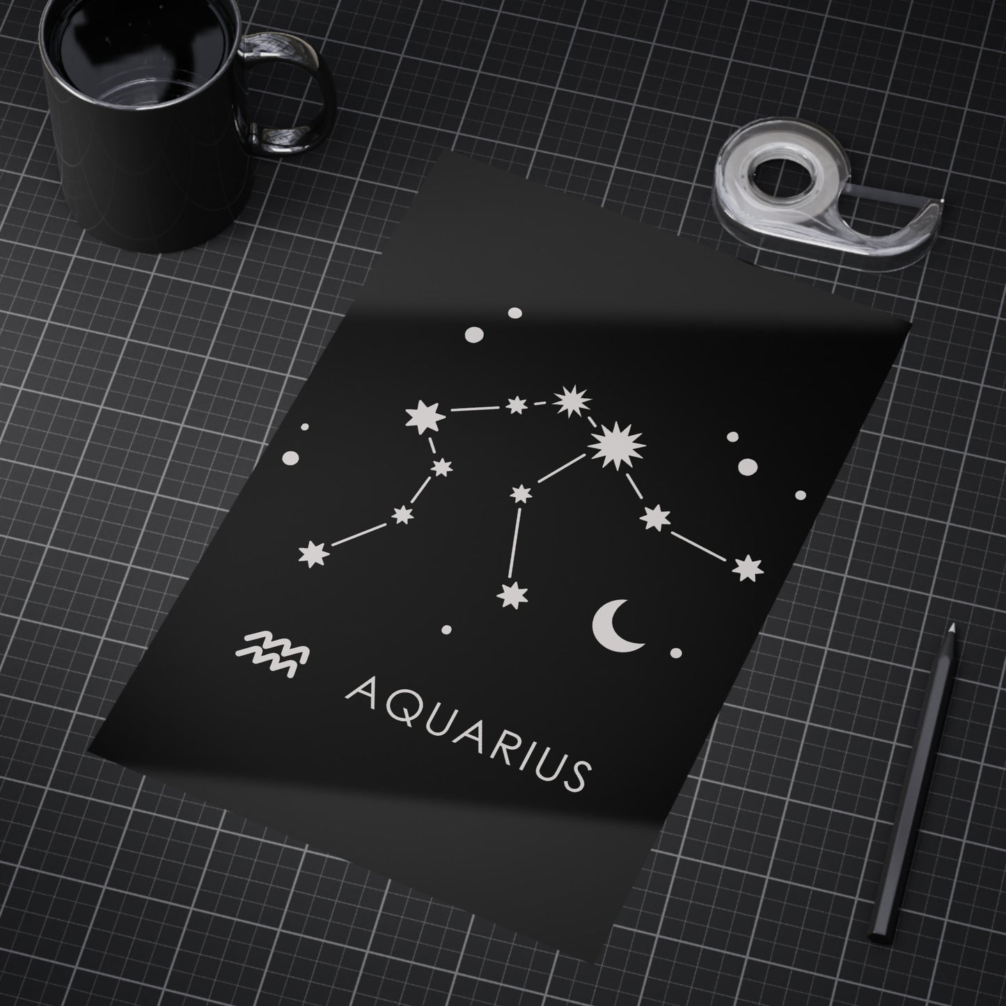 Aquarius Starmap Unframed Prints - black